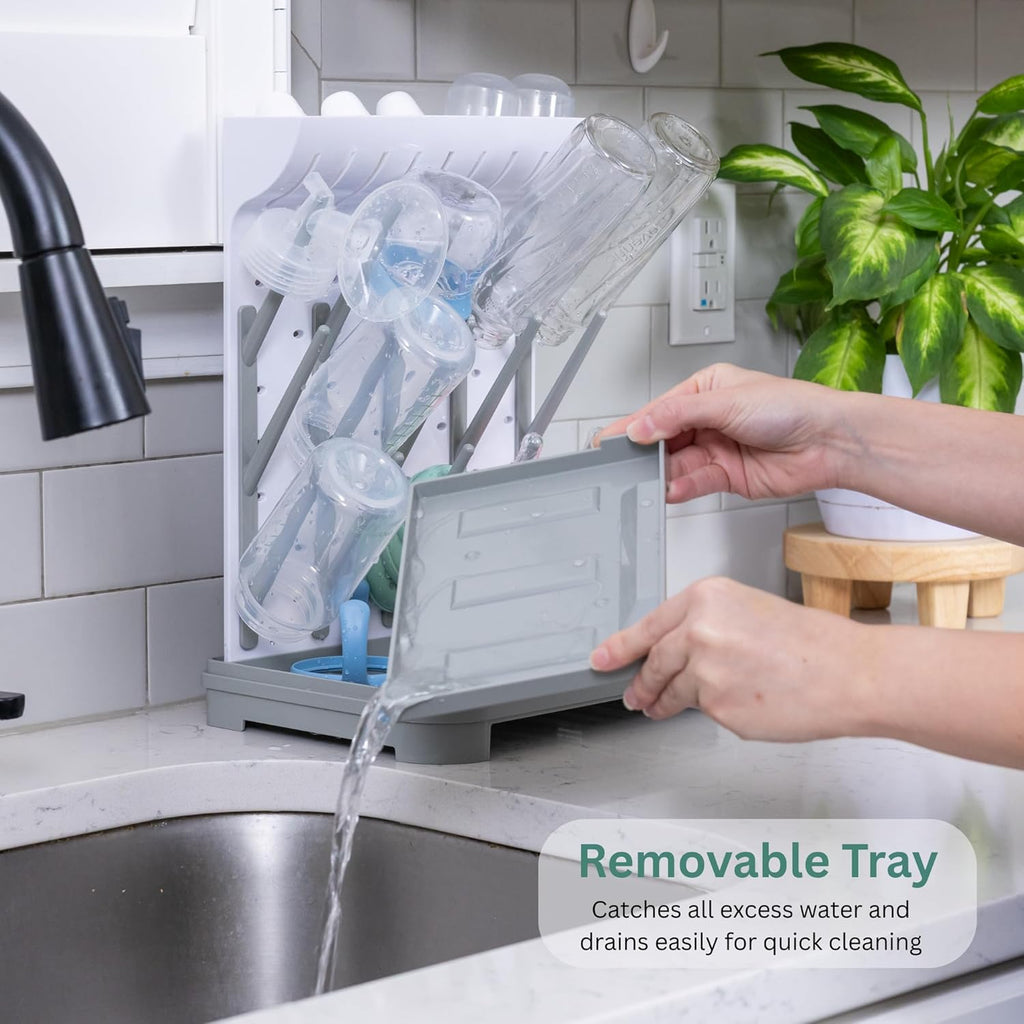 Baby Bottle Drying Rack – Large Vertical Bottle Dryer for 15 Bottles, Space-Saving Countertop Rack for Baby Bottles & Accessories, Compact Holder for Newborn Essentials