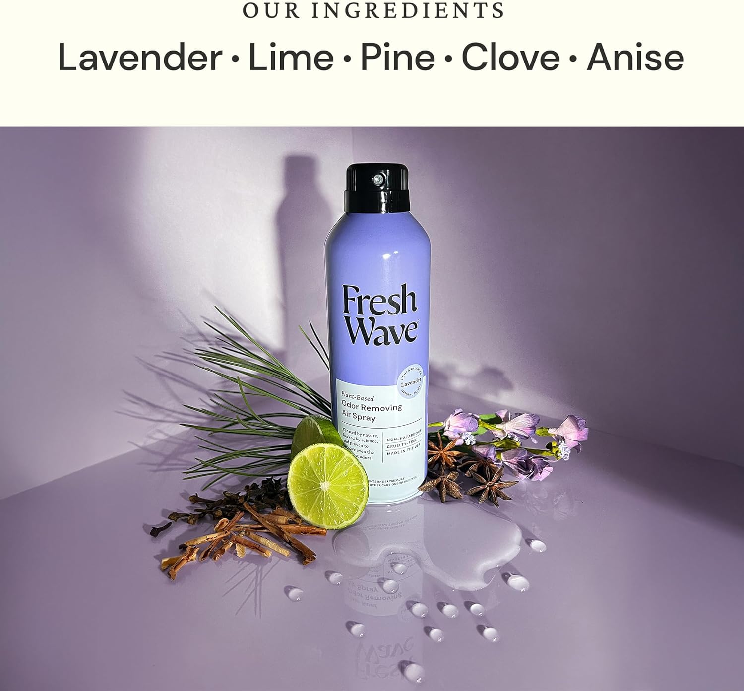 Fresh Wave Lavender Odor Eliminator Spray & Air Freshener, 8 oz. | Pack of 2 | Non-Aerosol, Fine Mist | Safer Odor Relief | Natural Plant-Based Odor Eliminator | For Furniture, Fabrics & Trash