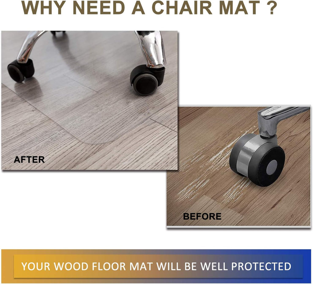 Chair Mat for Hardwood Floor, 53”x 45” Office Chair Mat, Floor Mat for Office Chair, Clear Desk Chair Floor Mat for Computer Desk