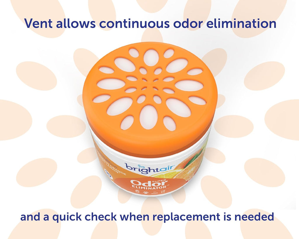 Bright Air 14 oz. Super Odor Eliminator, For Medium-Size Spaces, Mandarin Orange and Fresh Lemon Scent, Case of 6, Air Freshener, Natural Essential Oils, Lasts Up to 90 Days Each