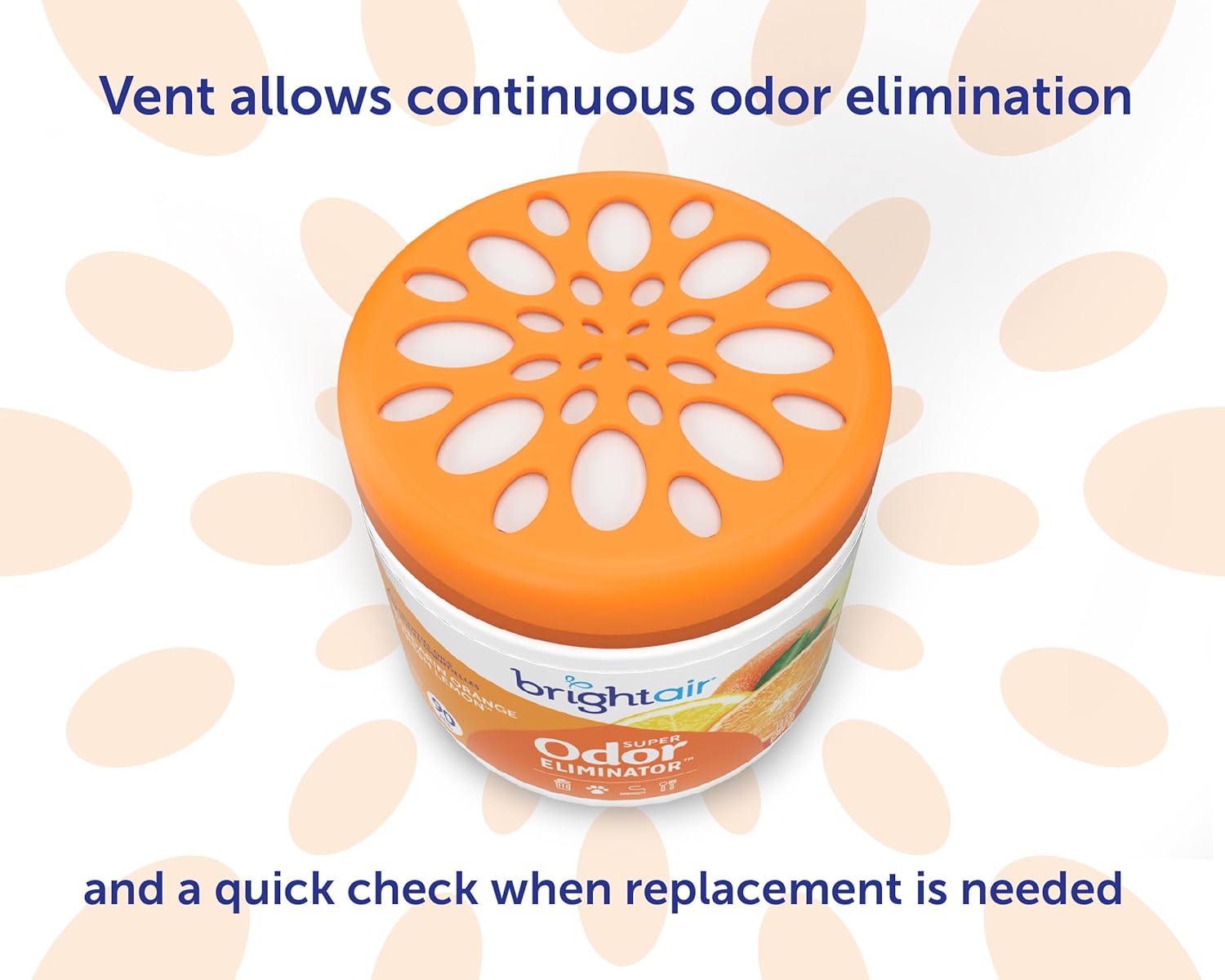 Bright Air 14 oz. Super Odor Eliminator, For Medium-Size Spaces, Mandarin Orange and Fresh Lemon Scent, Case of 6, Air Freshener, Natural Essential Oils, Lasts Up to 90 Days Each