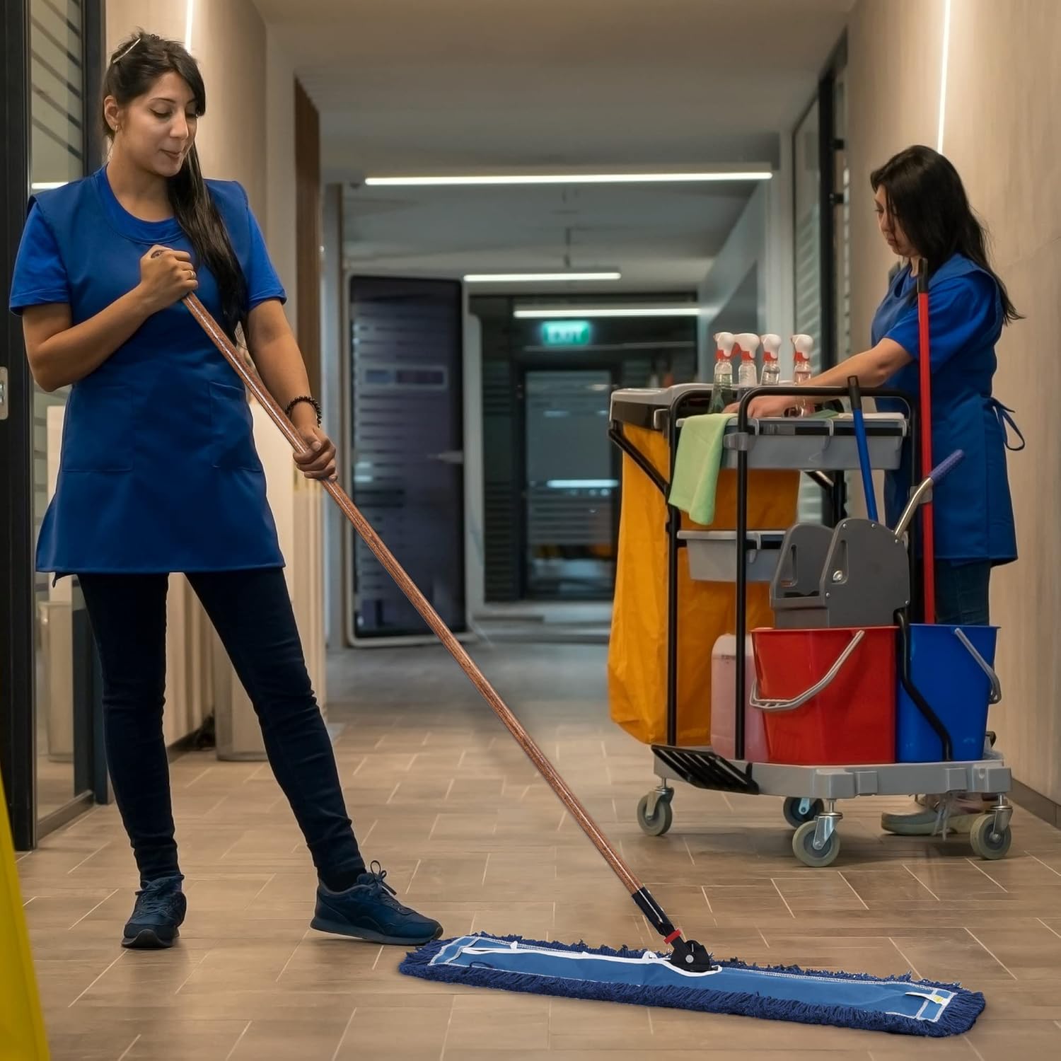 Matthew Cleaning 24'' Industrial Strength Cotton Dust Mop Refill Washable Replacement Heads for Residential & Commercial Use Fit Standard Dust Mop Frames, Hardwood, Laminate, Concrete Floors 6 Pack