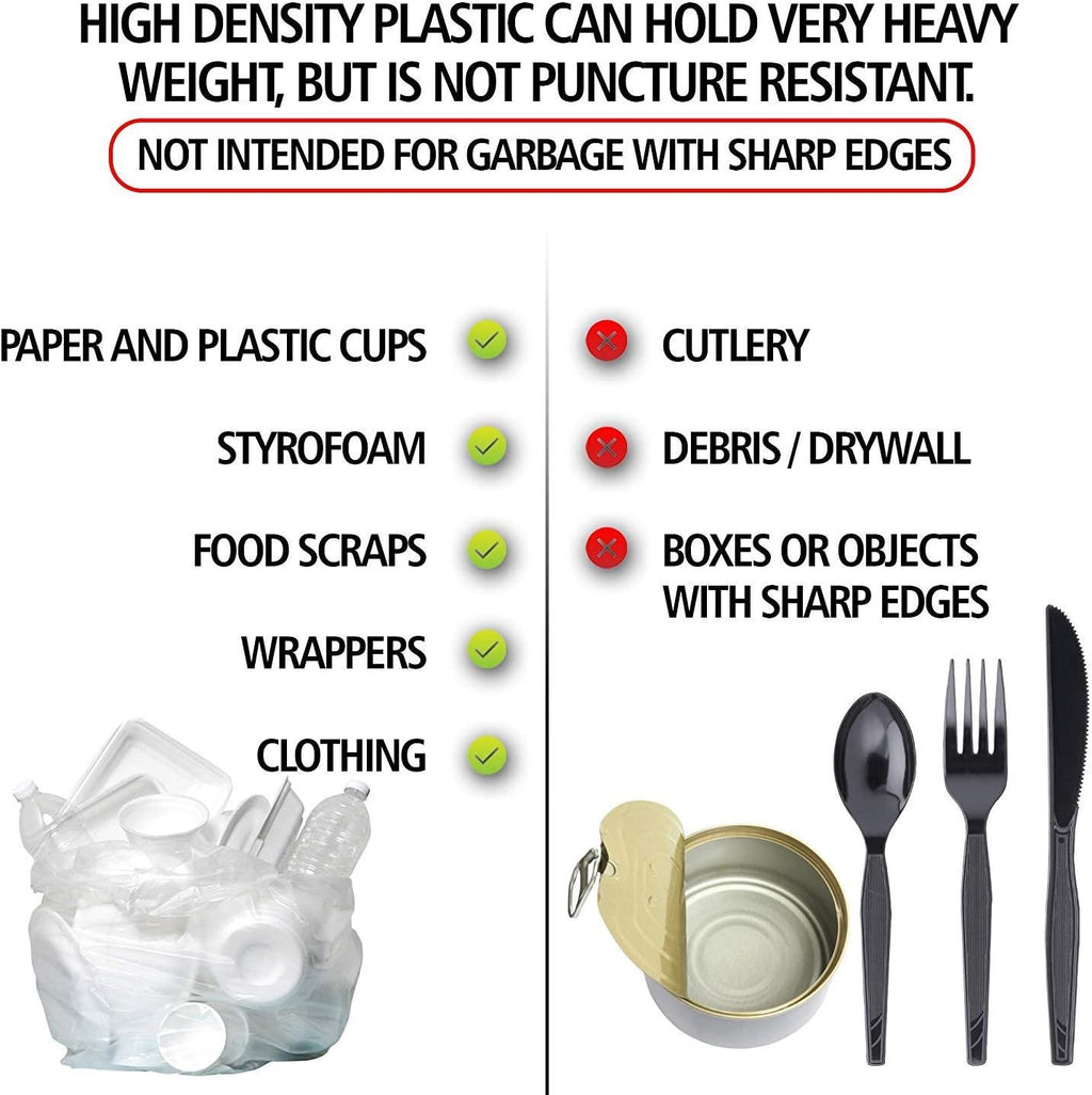 Aluf Plastics High Density Trash Bags, 33 Gallon, 500 Count, 11 Micron (eq), 33" x 40", Clear, for Bathroom, Office, Industrial, Commercial, Janitorial, Municipal, Recycling