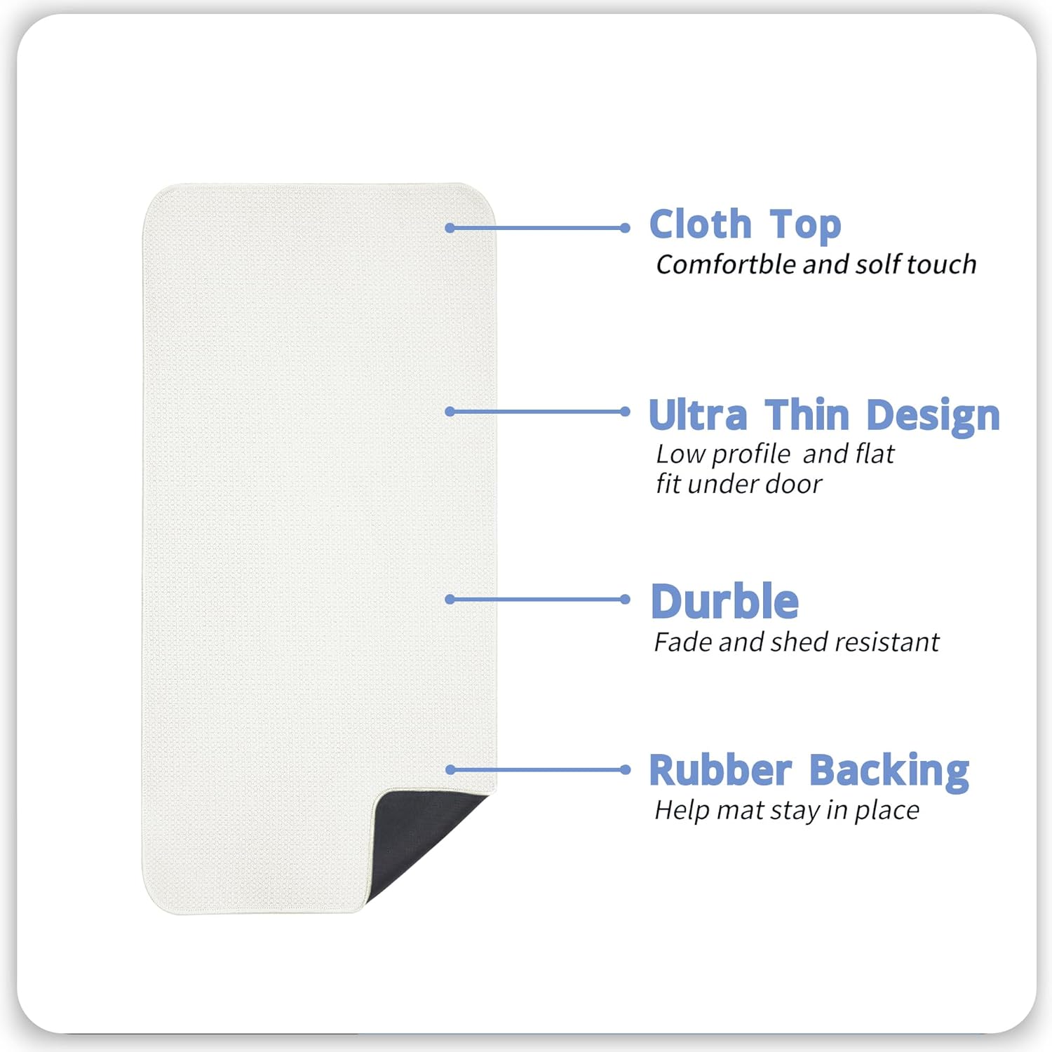 Bath Mat,Ultra Thin Bathroom Runner Rugs,Large Bath Mats for Bathroom,Quick Dry,Non-Slip,Machine Washable,Low Pile,Bath Rug,Shower Outside,Sink,Home Decor Accessories.White,1'5"x4'11"（17x59inch）