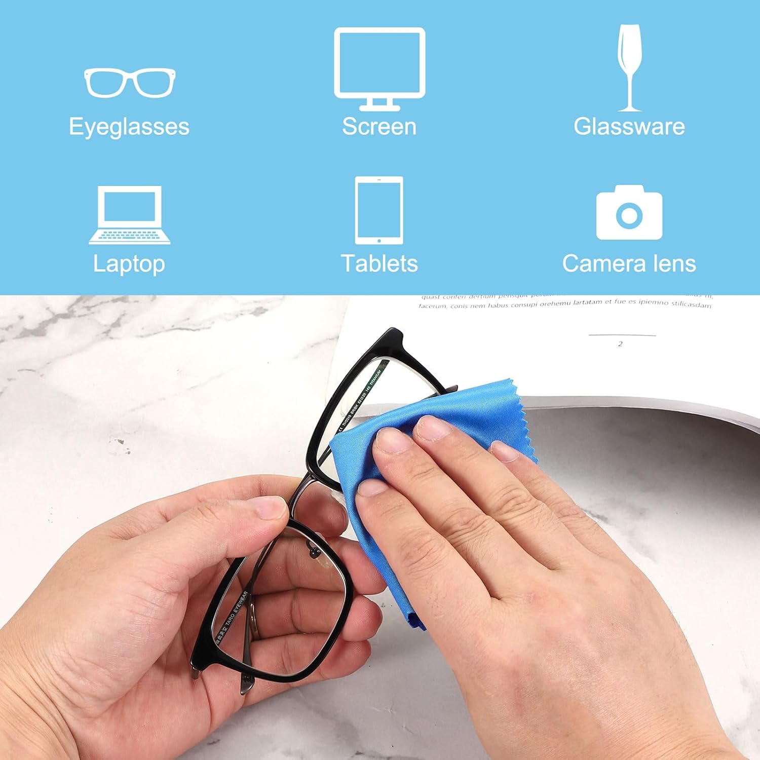 PATIKIL Eyeglass Microfiber Cleaning Cloth 7"x6", 200 Pack Glasses Cleaning Cloth Soft Wipe Screen Cloth for Camera Lens Eyeglasses Screens in Individual Vinyl Pouch, Gray