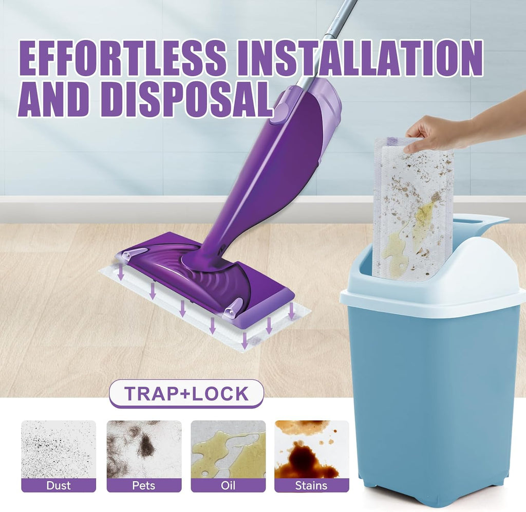 60 Count Disposable Wet Pads Refill for Swiffer Wet Jet Spray Mop,Wet Jet Pads for All Floor Types,Disposable Multi Surface Wet Jet Hardwood Floor Cleaner for swiffer Wet Pads Refill