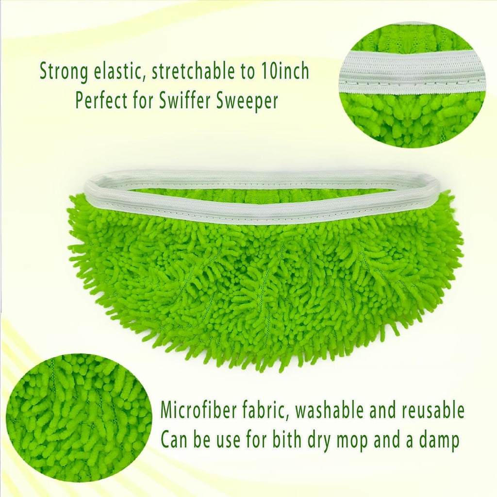 8PCS Reusable Microfiber Mop Pads Washable Wet Pads Compatible with Swiffer Sweeper Refills Pads for Wet & Dry Sweeping Cloths Mop Head Replacement for Household Cleaning