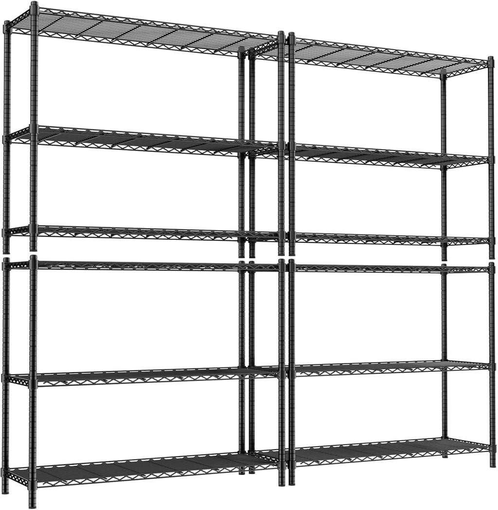 Storage Shelves, 4 PCS 48" L x 20" W x 47" H Heavy Duty Garage Wire Shelving Unit Loads 1200LBS, 3-Tier Adjustable Metal Industrial Utility Shelf Rack for Kitchen, Laundry Room, Basement