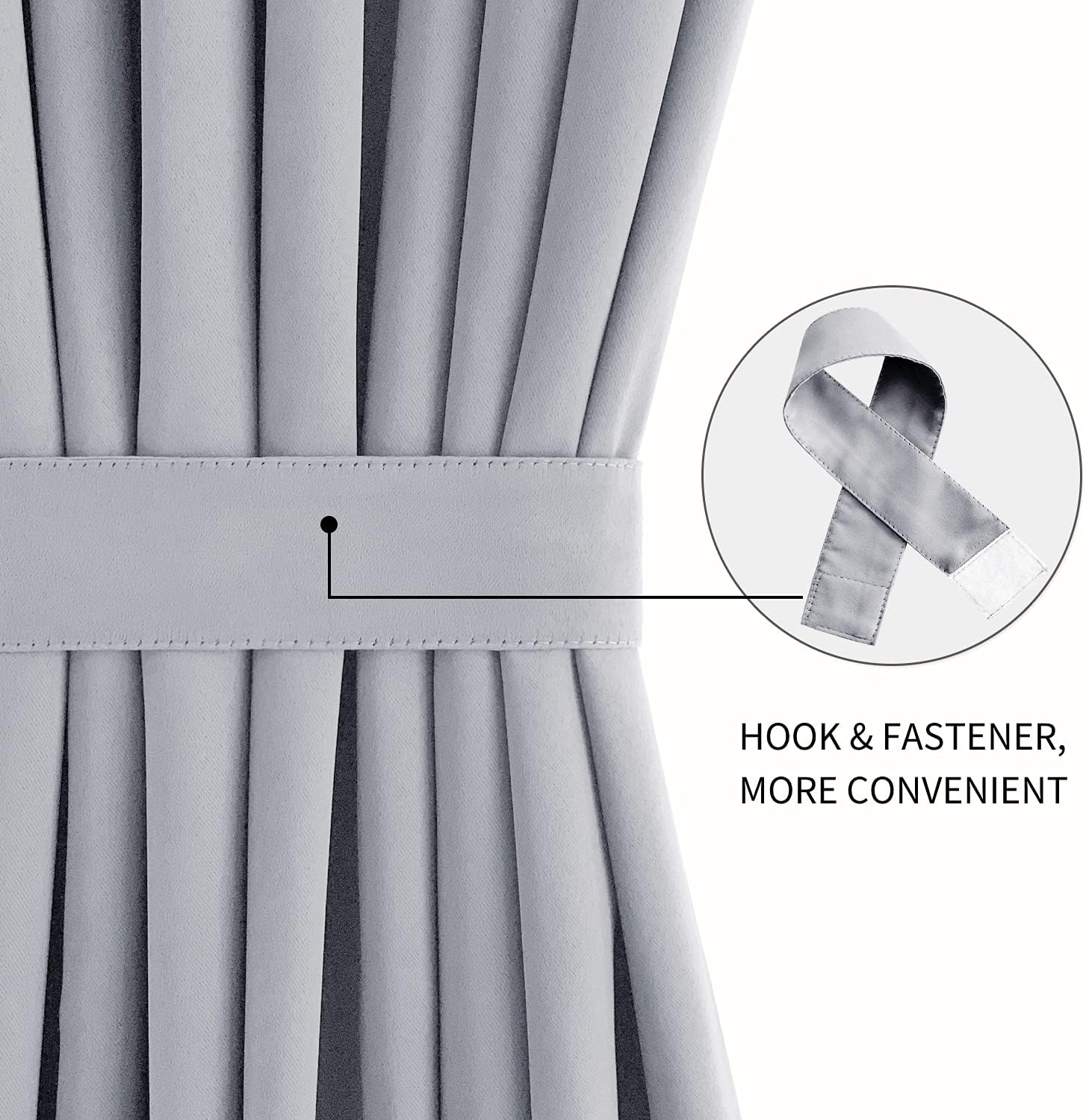 DWCN French Door Curtains – Rod Pocket Thermal Blackout Curtain for Doors with Glass Window, Kitchen and Patio Doors for Privacy, 25 X 72 Inches Long, 1 Curtain Panel with Tieback，Silver Grey