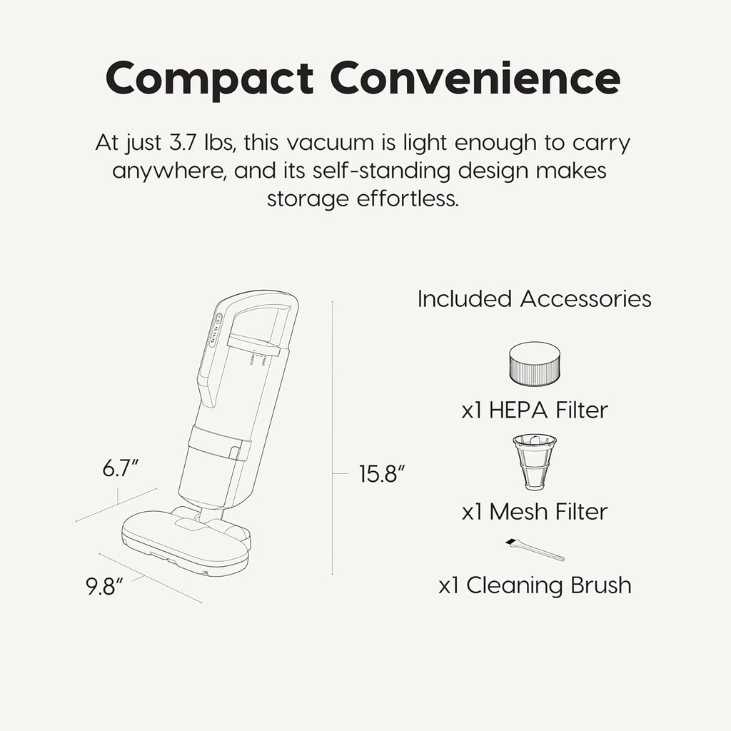 IRIS USA Handheld Corded Mattress Vacuum Cleaner, Dust Sensor, 120V, Pet Hair Remover, 6,500 BPM Agitator, Cyclonic HEPA Filter Sofas, and Upholstery, White