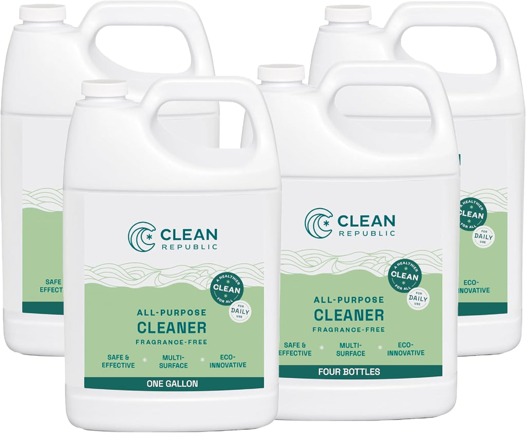 Clean Republic All-Purpose Cleaner, Daily Use Cleaner for Kitchens, Bathrooms, and More, 1 Gallon Bottle, 4-Pack
