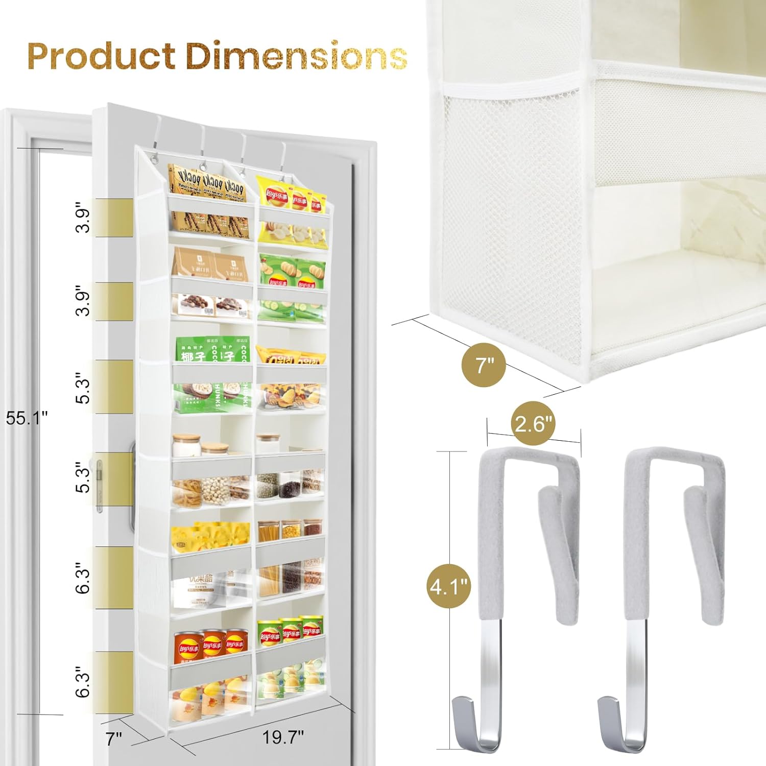 HOMELUX THEORY Heavy Duty Over the Door Organizer - Extra Wide Closet Organizers And Storage, Hanging Storage Door for Bedroom & Baby Nursery, 1PC Baby Blue