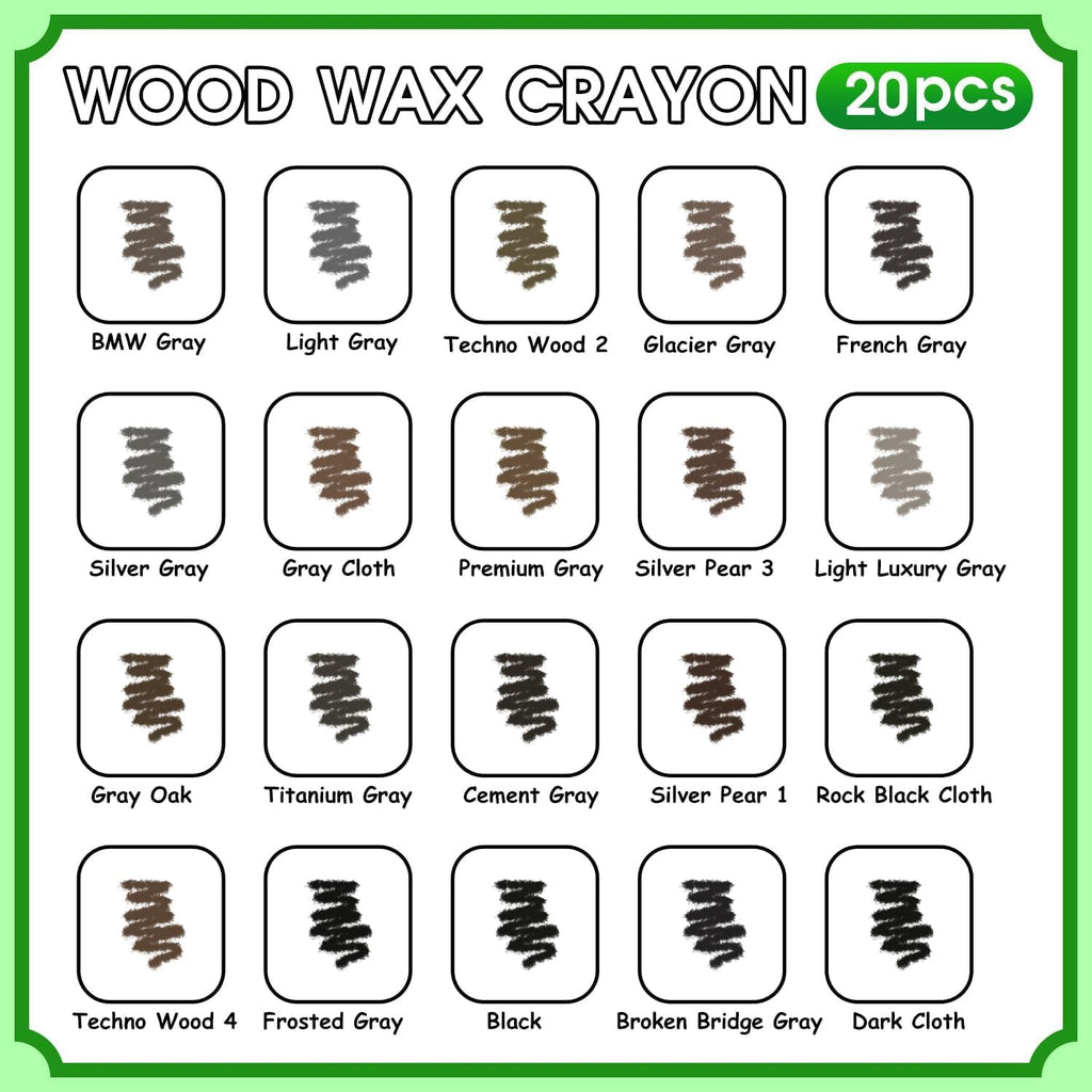 Furniture Markers Touch Up, 20 Colors Wood Filler Sticks, Wood Wax Crayons for Repairing Scratches, Scuffs, Cracks, Holes on Furniture, Floors, Cabinets, Tables, and Doors - Gray Series