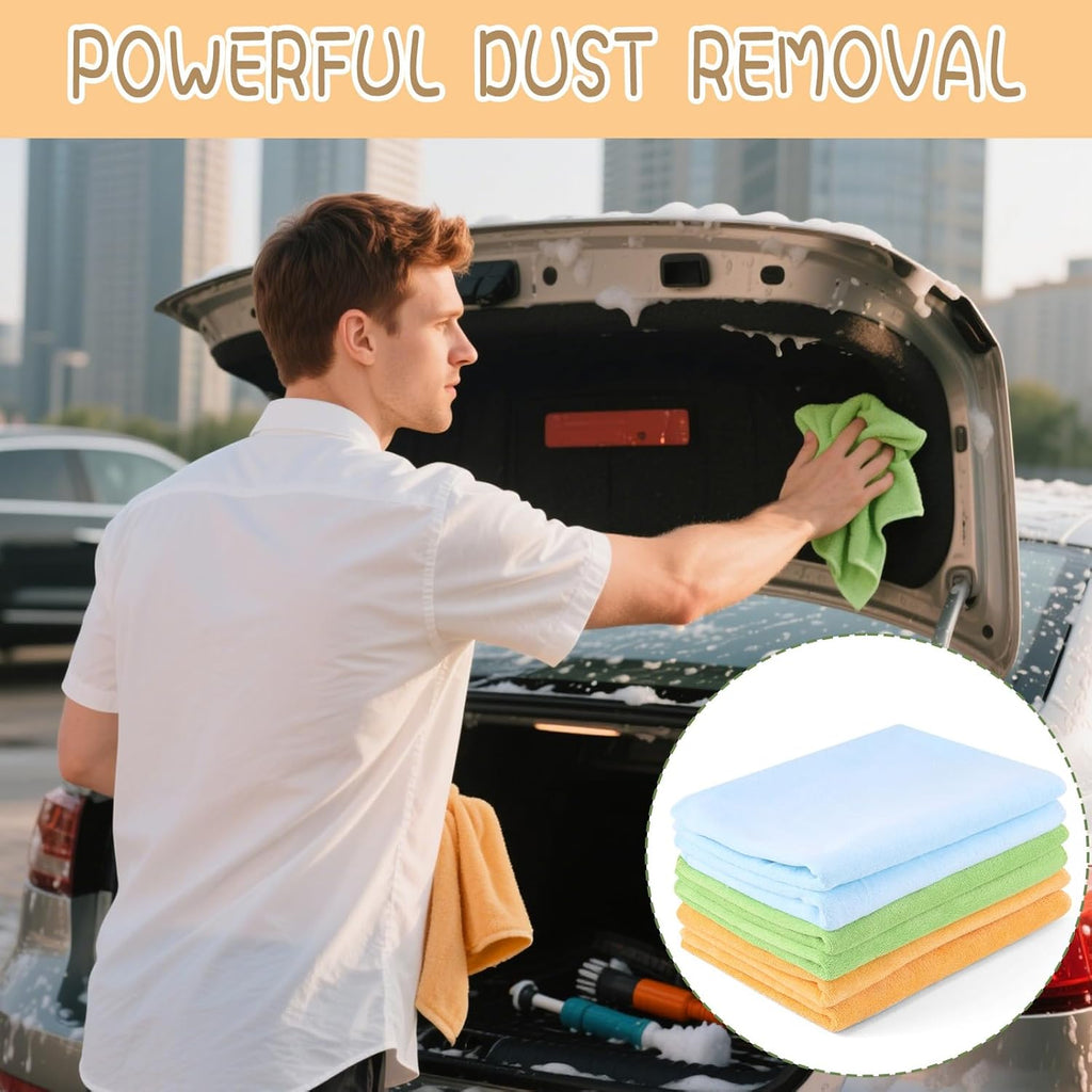 6 Pack Extra Large Microfiber Cleaning Cloths 20"x30", Lint-Free Reusable Towels for Home, Glass, Windows, Office, Kitchen, Bathroom – Mixed Color