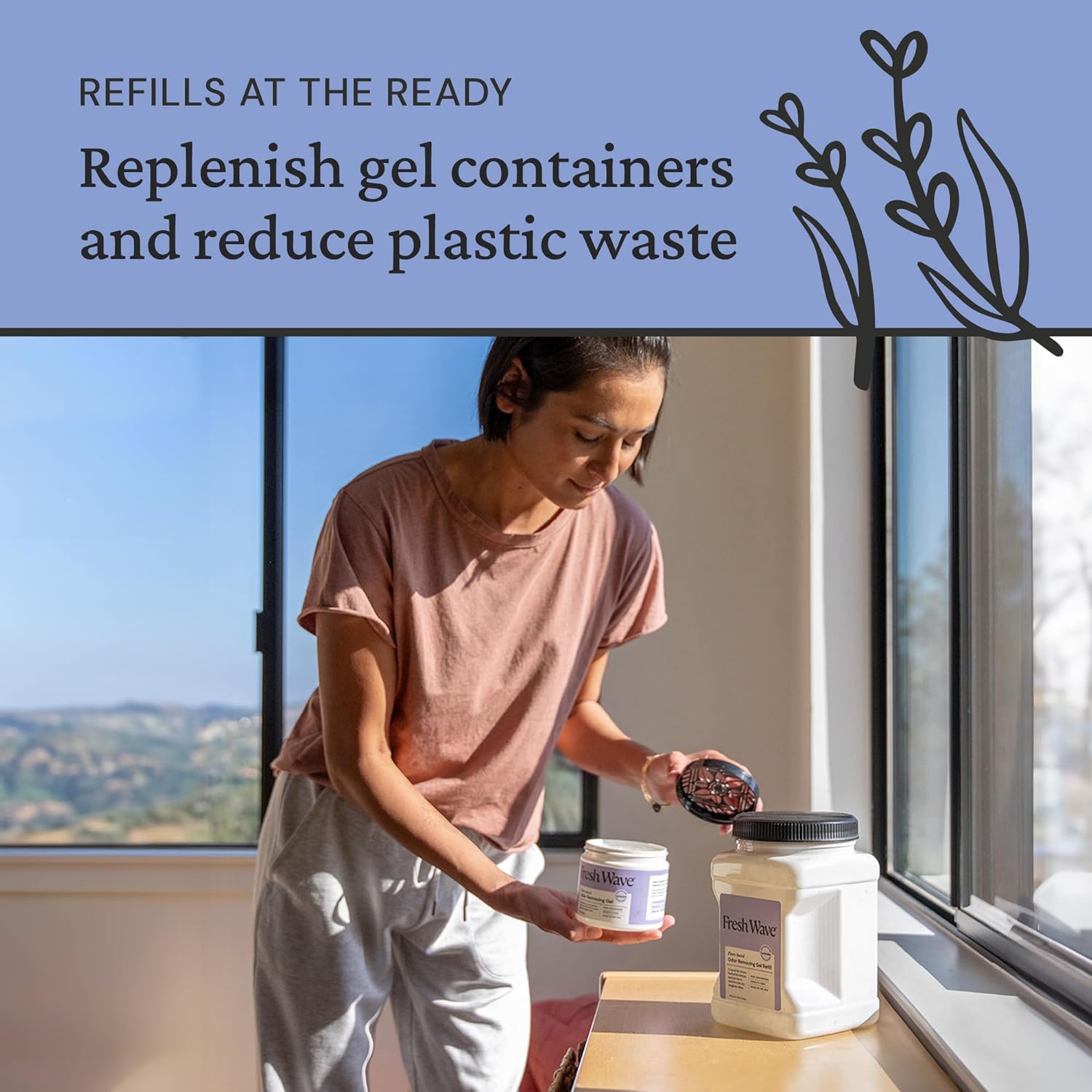 Fresh Wave Lavender Odor Removing Gel Refill, 63 oz. - Safer Odor Absorbers for Home, Natural Plant-Based Odor Eliminator, Every 15 oz. lasts 30-60 Days, For Cooking, Trash & Pets