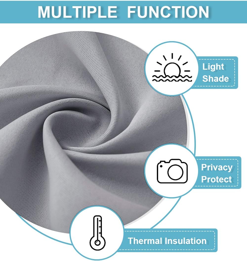 RYB HOME Small Window Curtains - Light Block Privacy Portable Drapes for Bedroom Kitchen Cabinet Kid Basement RV Curtains, Wide 29 x Long 36 per Panel, Silver Grey, 2 Pcs