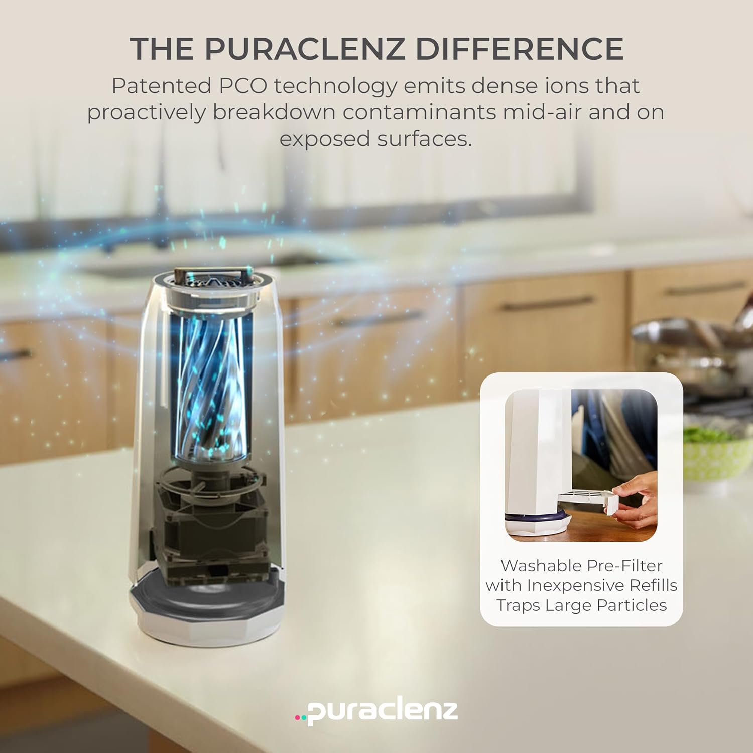 Puraclenz Photon P3000X Air Purifier for Home, Air & Surface Purification, Up to 3000 sqft, Removes 99% Pollutants, Mold, Odors, Viruses, & More, Ozone-Free (White)