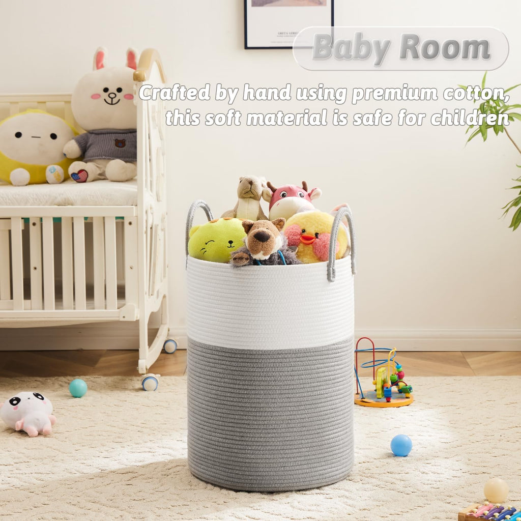 Laundry Basket,Woven Cotton Rope Laundry Hamper,60L for Decorative Storage of Dirty Clothes,Toys and Blankets in Bathroom,Baby Room and Living Room
