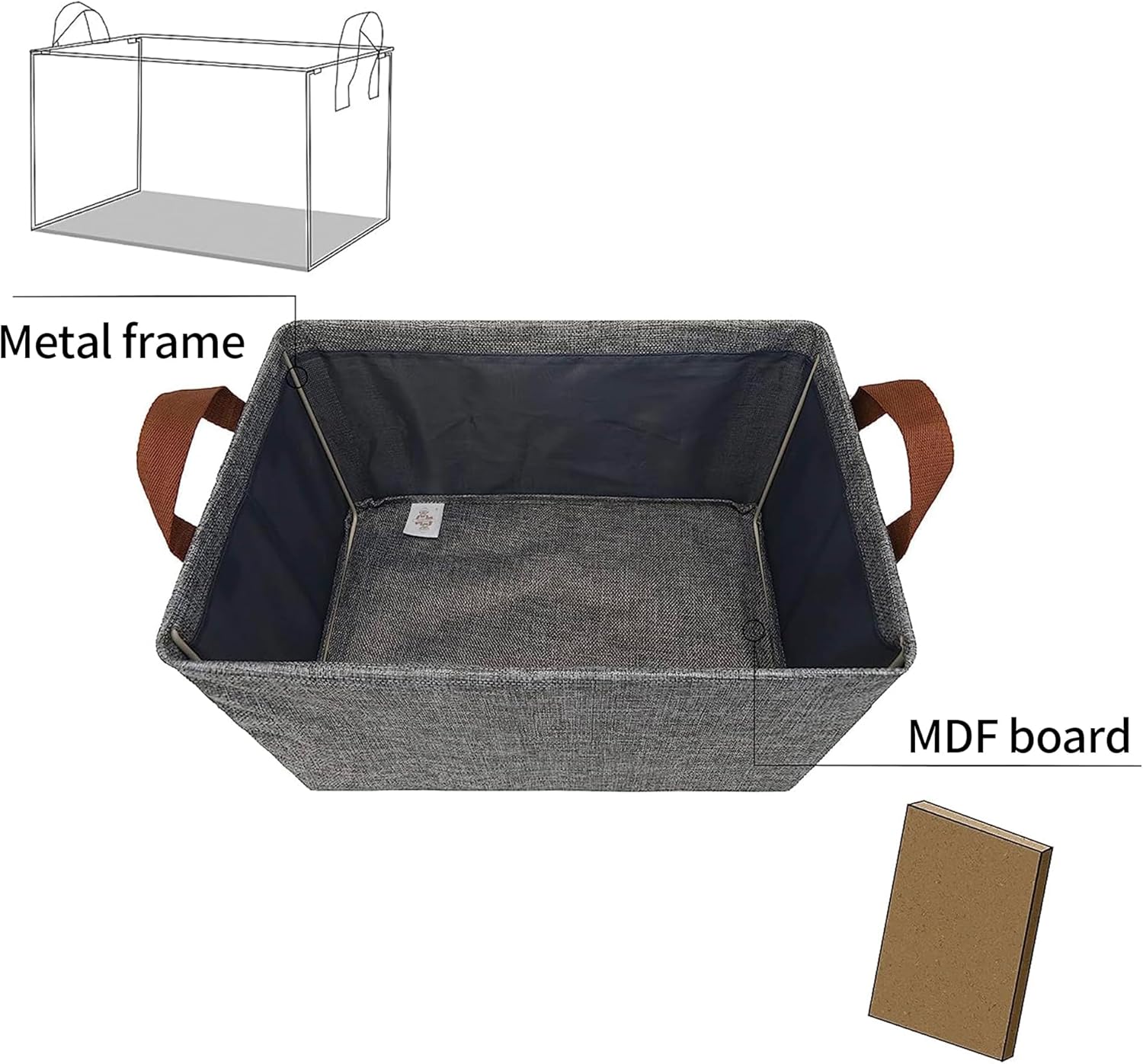 GRANNY SAYS Storage Baskets for Shelves, Closet Organizer Bins, Clothes Storage Bins with Metal Frame, Large Baskets for Organizing and Storage, Collapsible, Gray, 2-Pack