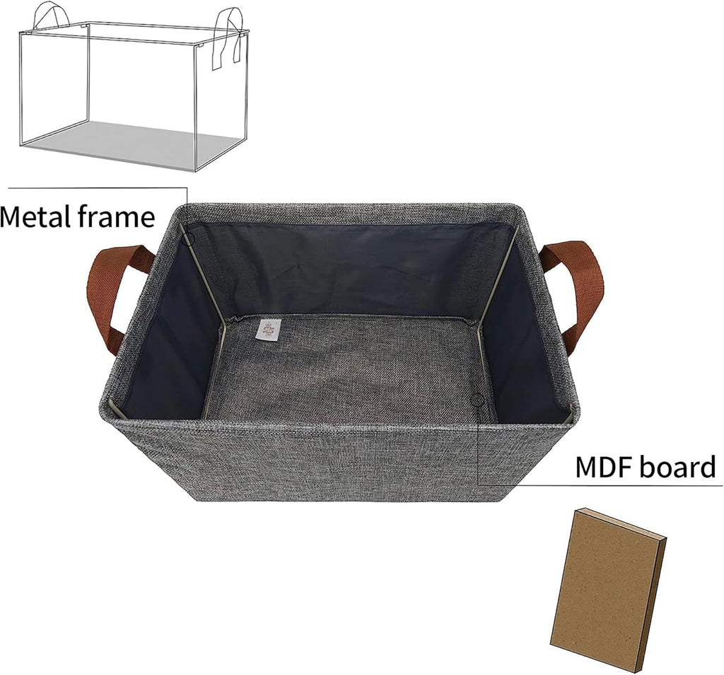 GRANNY SAYS Storage Baskets for Shelves, Closet Organizer Bins, Clothes Storage Bins with Metal Frame, Extra Large Baskets for Organizing and Storage, Collapsible, Gray, 2-Pack