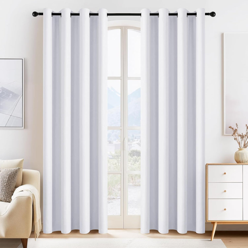 PONY DANCE Room Darkening Curtains - Window Treatments Thermal Insulated Elegant Curtain Panels Window Draperies for Living Room/Cloest/Doorway, 55 Wide by 80 in, Pure White, Set of 2