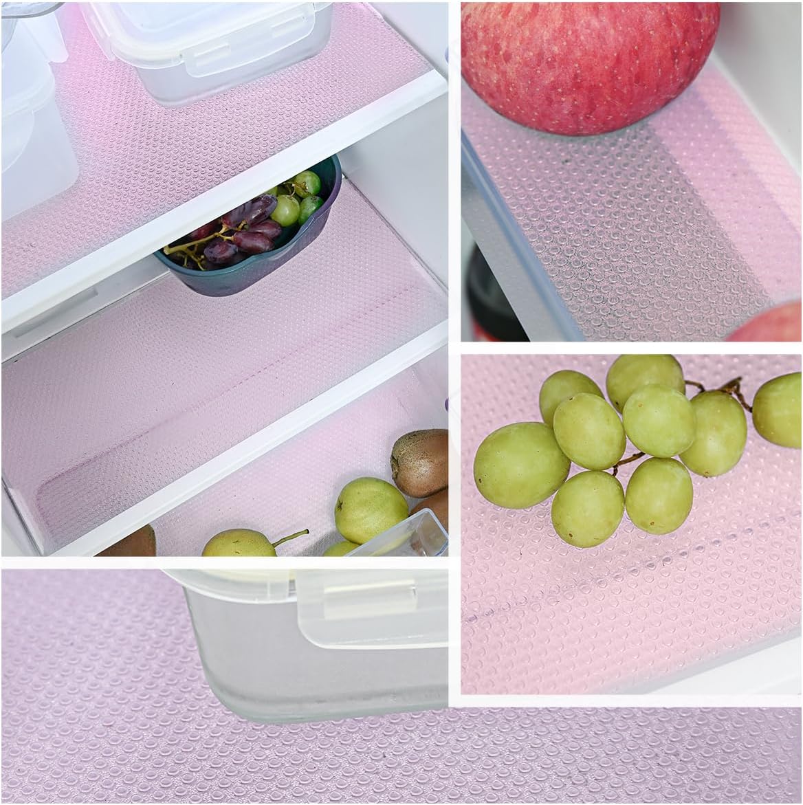 12Pcs Refrigerator Liners Washable Fridge Shelf Liners Refrigerator Mats for Freezer Glass Shelves Kitchen Cabinets Cupboards Drawers (17.7" x 11.4")