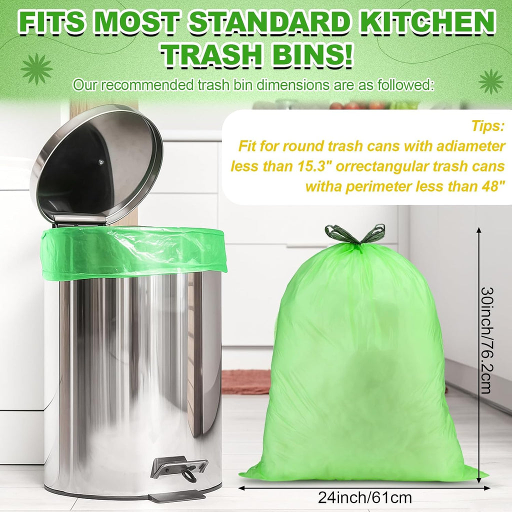 200 Count 13 Gallon Compostable Trash Bags with Drawstring Heavy Duty Extra Thick 1 Mil Kitchen Food Scrap Waste Bag Tear Resistant for Lawn Yard Home Kitchen Office