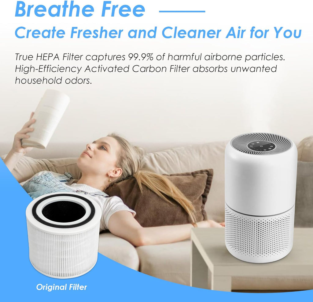 Flintar Core 300 Replacement Filters, Made in Taiwan, Compatible with LEVOIT Core 300, Core 300-P, Core 300S Air Purifier, 3-in-1 H13 True HEPA Filter Replacement, Core 300-RF, 2-Pack