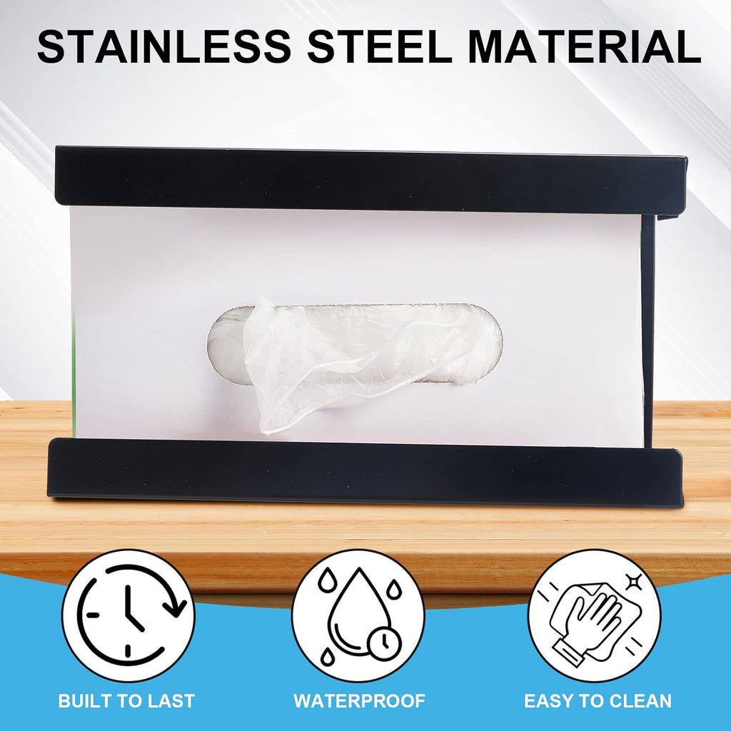 Lounsweer 6 Pcs Magnetic Glove Dispenser Holds Boxes of Towels Paper Tissue Glove Box Holder Wall Mount Kitchen Fridge Tool(Black)