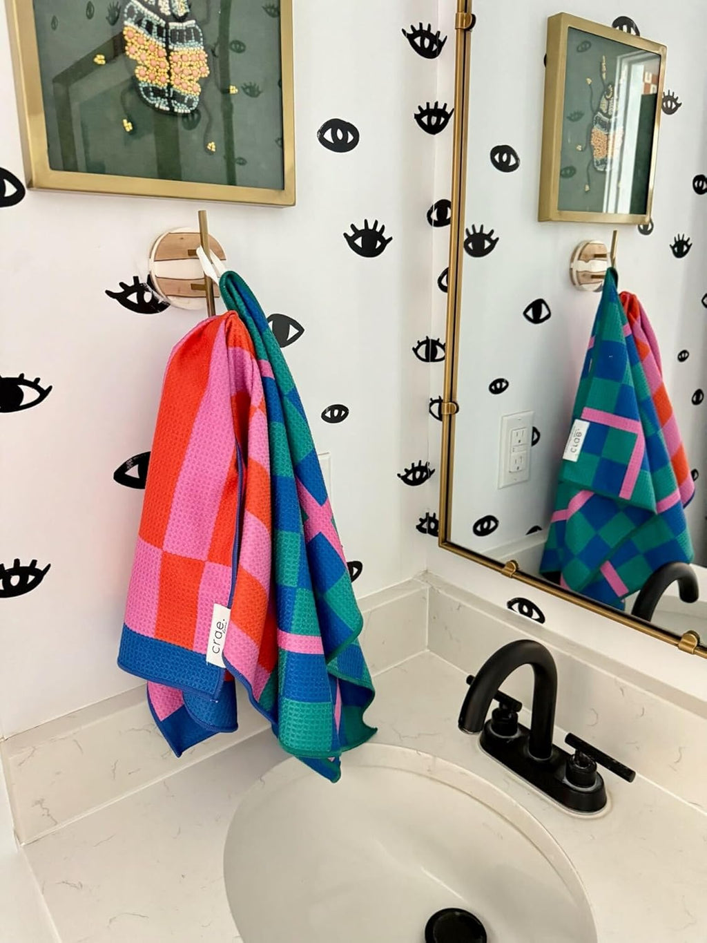 2 Double Sided Microfiber Hand Towels, 17x27 Inches Waffle Design Kitchen Towels Set, Durable & Soft Fast Drying Hand Wash Cloth, Everyday Use Dishcloth at Home (Collins/Marine)