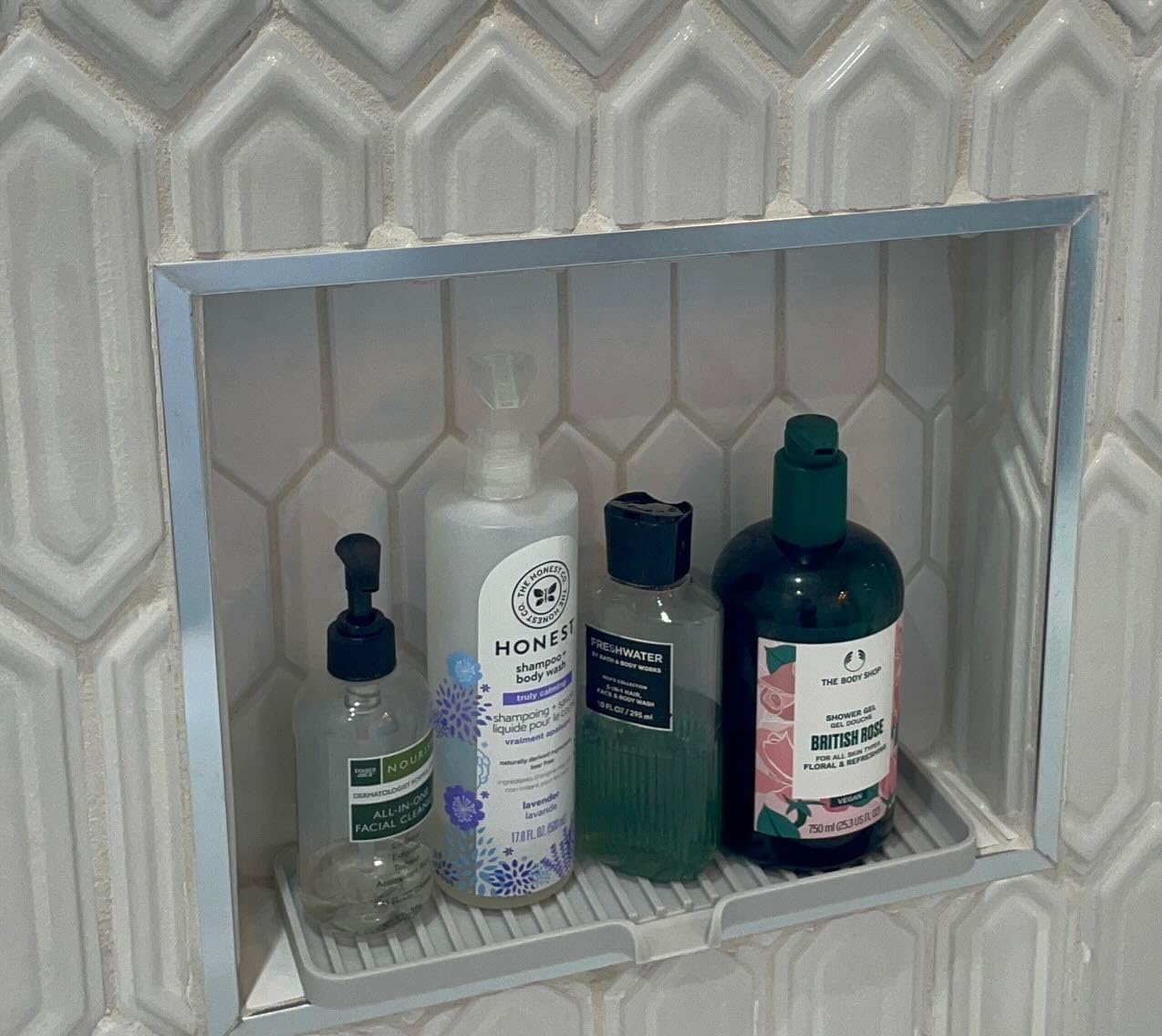 Happitasa Silicone Soap Dish Tray and Sponge Holder with Drain Chute | Bathroom and Kitchen Sink Organizer Caddy (Smoky Blue, 12"x4", 7.4 Ounces)