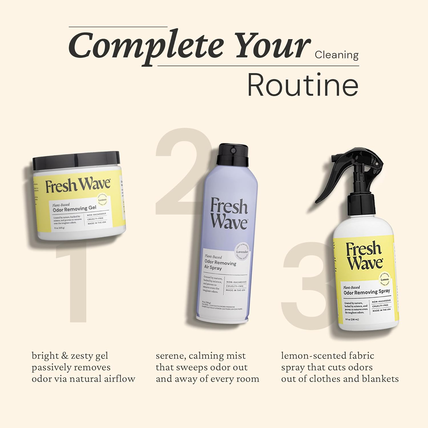 Fresh Wave Lemon Odor Removing Gel, 15 oz. | Odor Absorbers for Home | Safer Odor Relief | Natural Plant-Based Odor Eliminator | Every 15 oz. lasts 30-60 Days | For Cooking, Trash & Pets