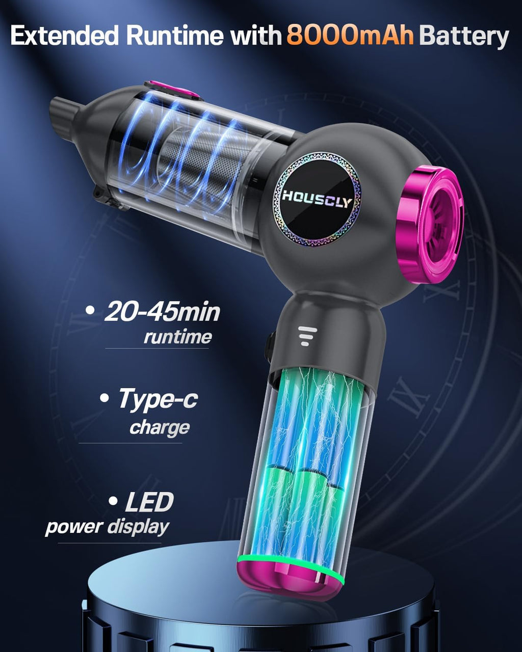 Handheld Car Vacuum Portable Cordless 25000Pa High Power Small Mini Hand Vacuum Cleaner Rechargeable 4-in-1 Compressed Air Duster Blower Pump Wireless Handheld Vac for Car Office Desktop Home Cleaning