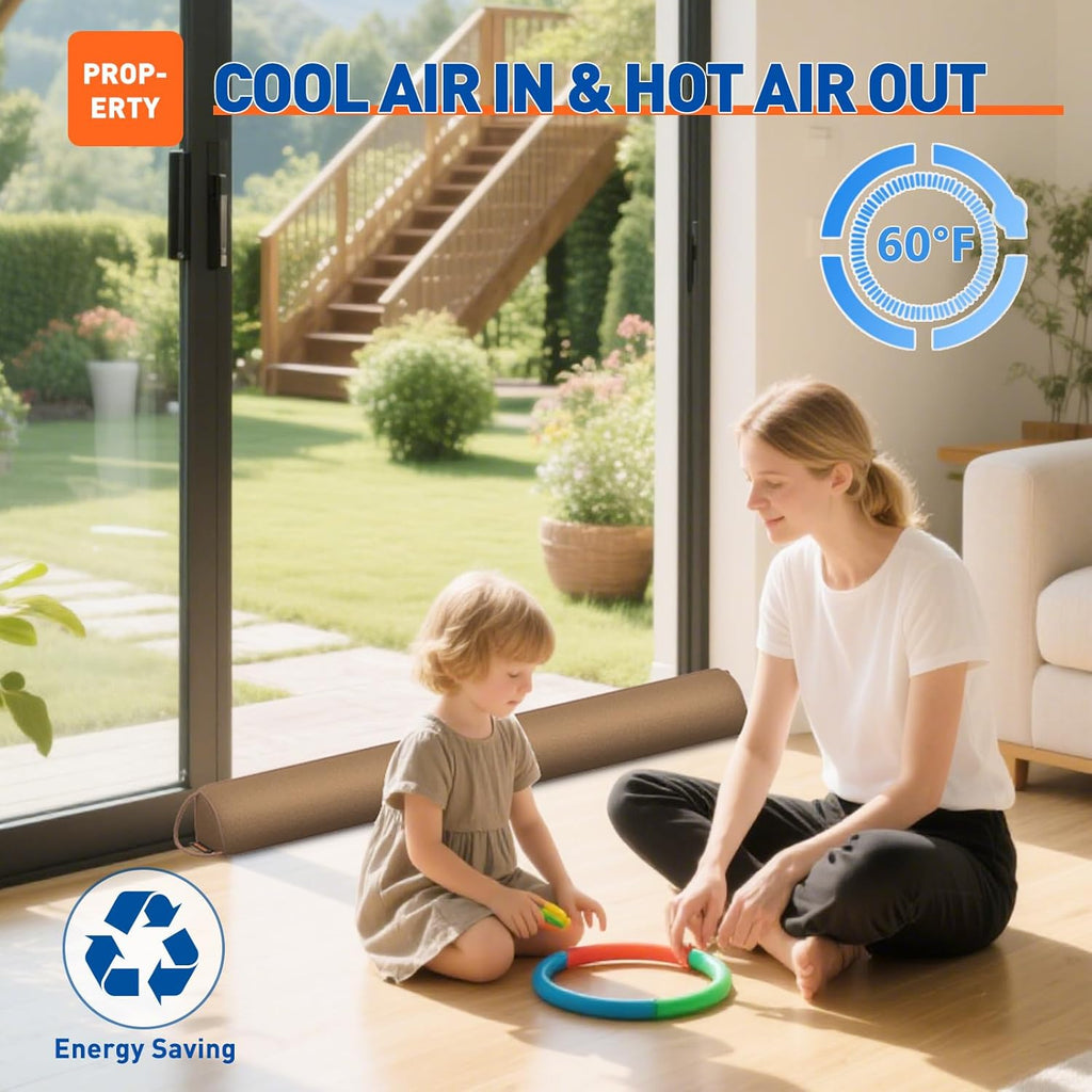 MAGZO Door Draft Stopper 36 Inches, Weighted Triangular Door Snake for Winter Noise Blocker with Hook Loops,Brown