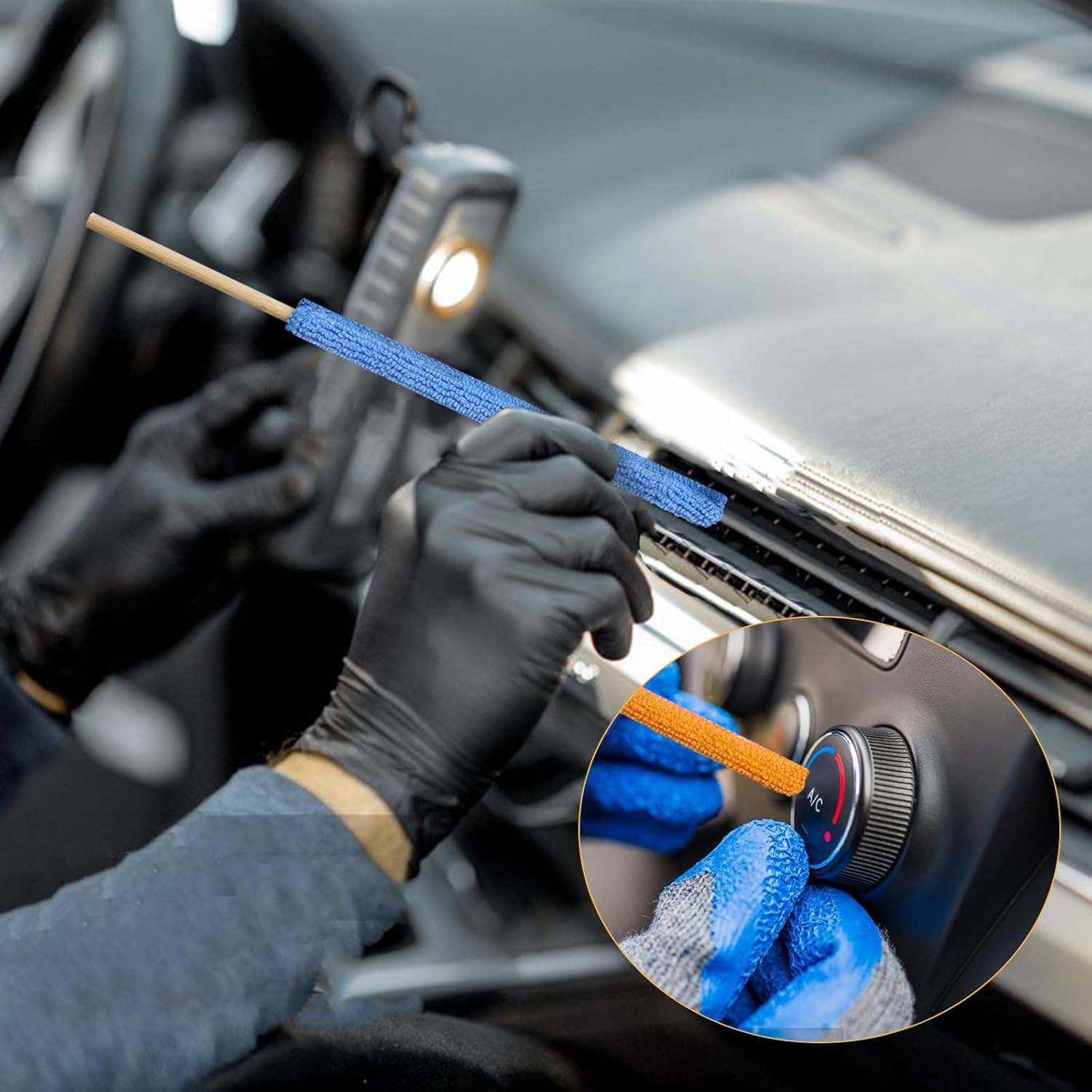 12 Pcs Microfiber Detail Duster Sticks Fan Cleaning Brush Crevice Cleaning Tool AC Vent Cleaner Mini Split Cleaning Kit Fan Blade Cleaner Dusters for Cleaning Home Car Window Blind(Multicolors)