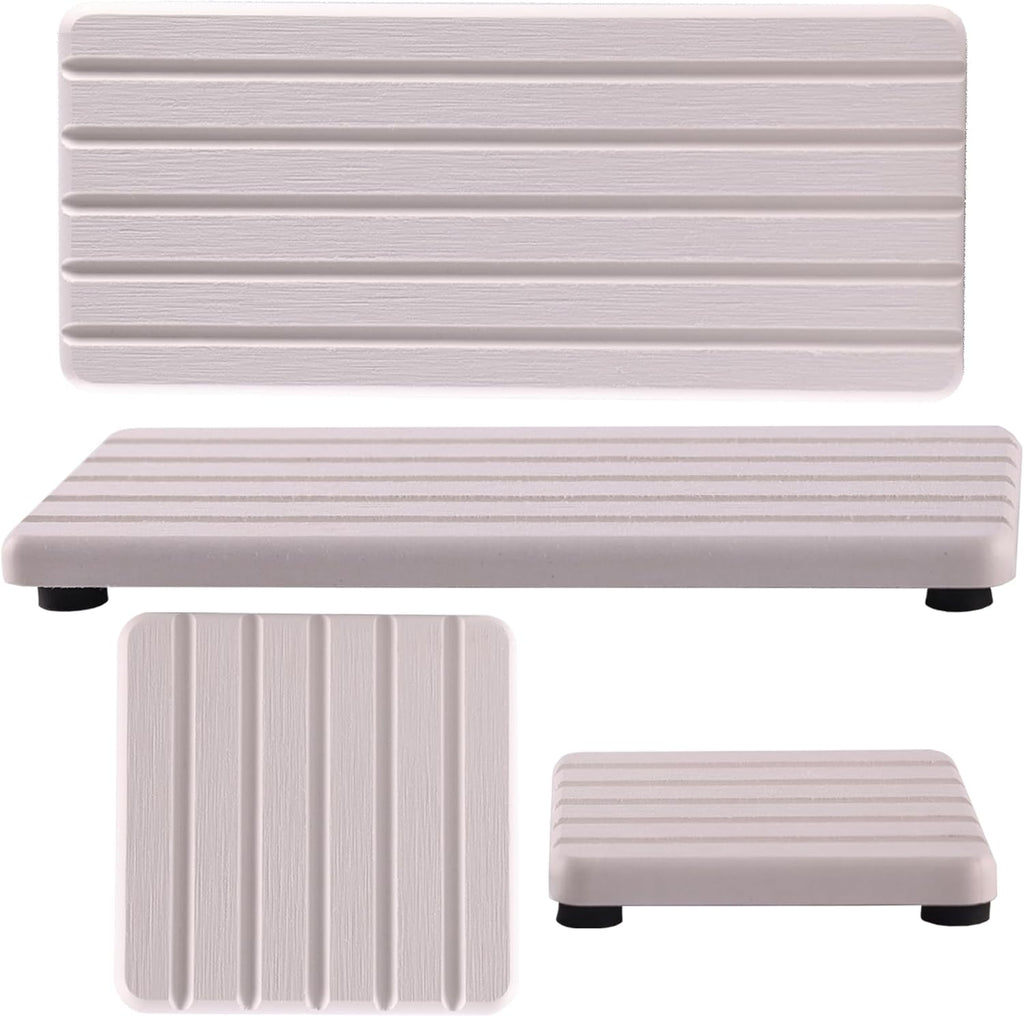 Set of 4 Water Absorbent Diatomite Coasters, Diatomaceous Earth Kitchen Soap Dish, Bathroom Trays, Water Absorbing Stone Used for Hand Soaps & Plants & Toiletries in The Modern Home