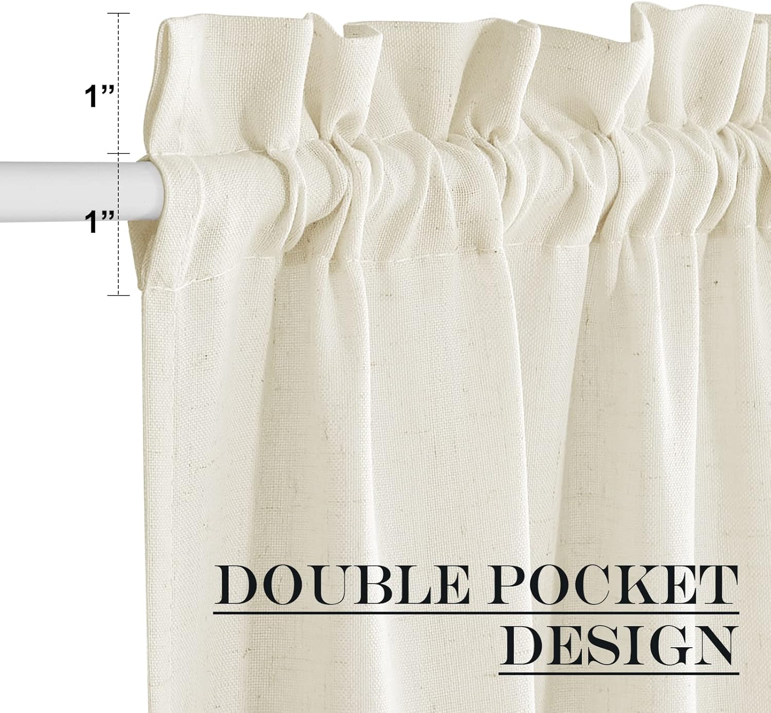 NICETOWN Door Window Curtain Panel, Farmhouse Elegant Solid French Door Curtain Rod Pocket Country Shade for Front with Bonus Tieback - 1 Panel, Off White