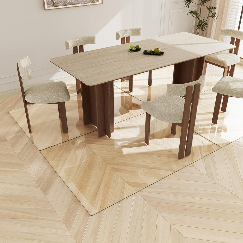 Koonmi Tempered Glass Chair Mat 40"x60" - Premium Office Chair Mat for Hardwood Floors & Low-Pile Carpet with 4 Non-Slip Pads - Thick Scratch-Resistant Surface