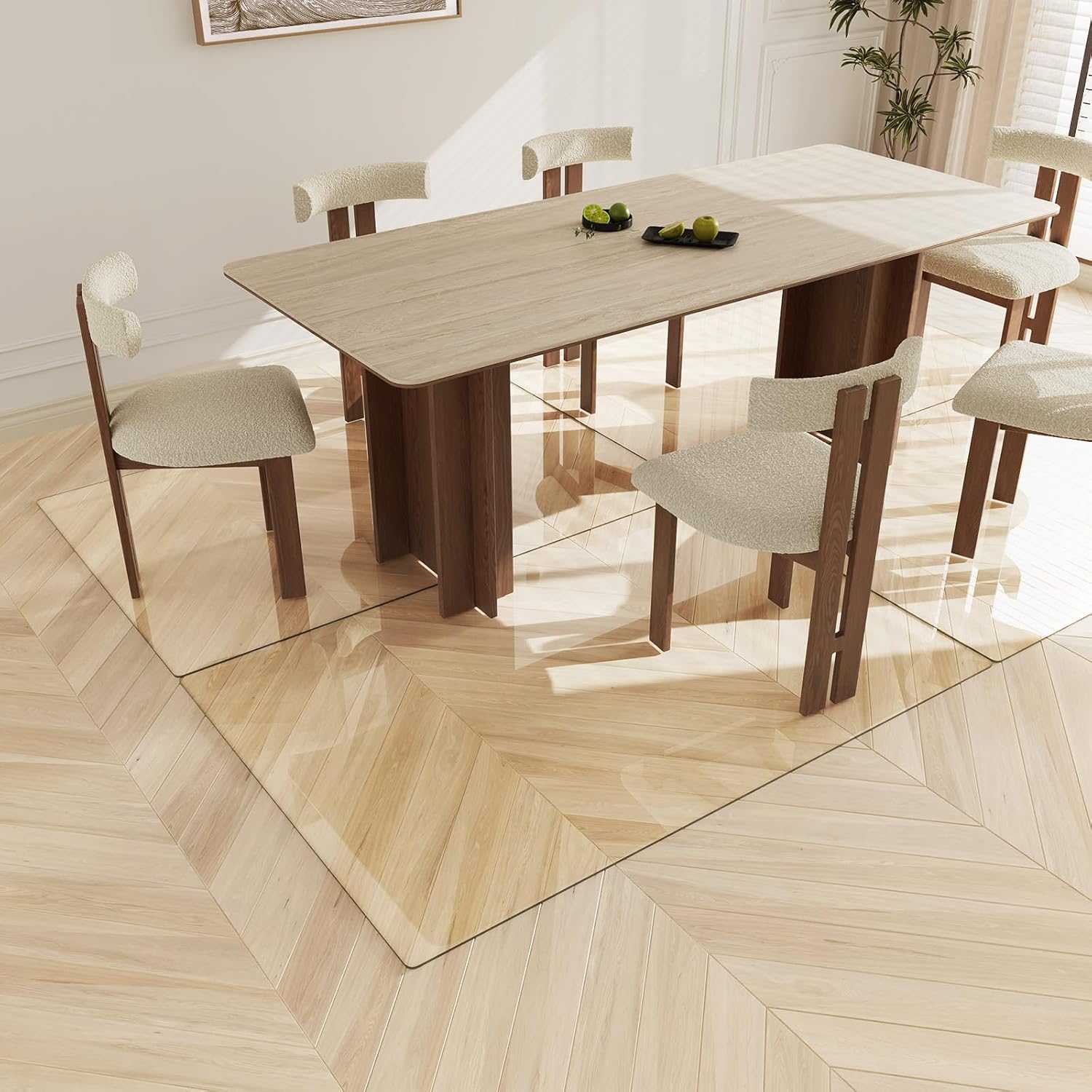 Koonmi Tempered Glass Chair Mat 40"x60" - Premium Office Chair Mat for Hardwood Floors & Low-Pile Carpet with 4 Non-Slip Pads - Thick Scratch-Resistant Surface