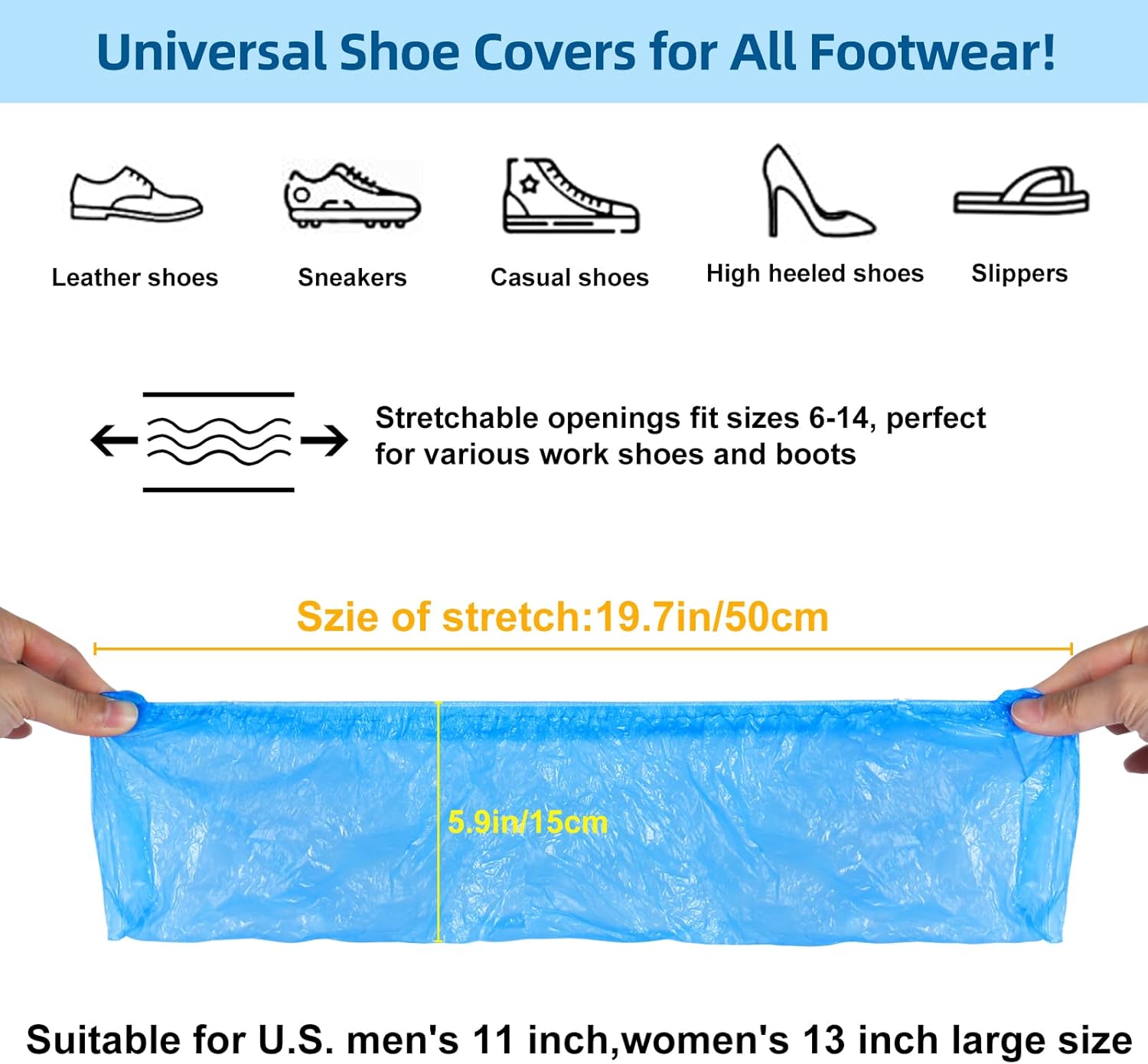 1000 Pcs Shoe Covers Disposable, Non-Slip, Reliable Shoe Covers for Indoors, 15.7'' Adjustable Size Great Value Boot Covers for Home, Hospitals, and Businesses