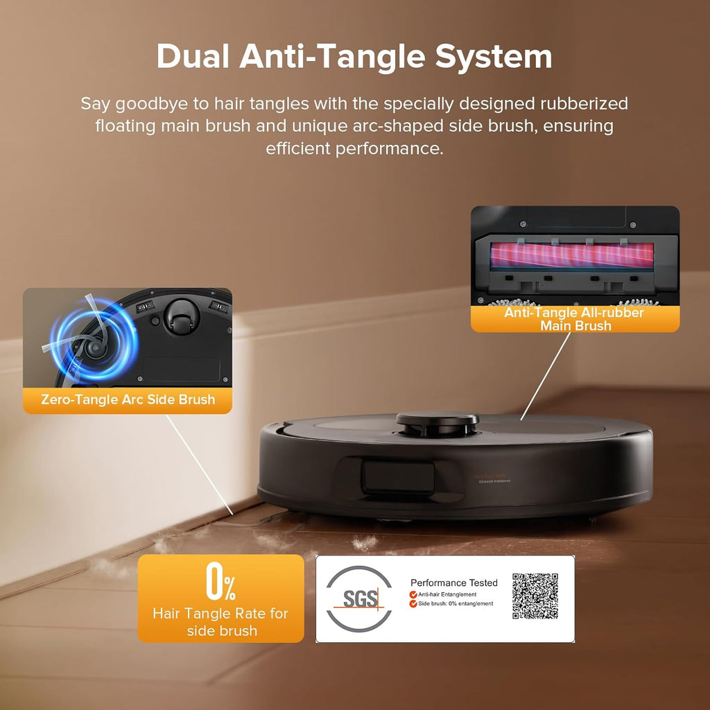 roborock QV 35S Robot Vacuum and Mop, All-in-one Vacuum Cleaner, 10,000Pa Powerful Suction, Self Emptying & Refilling, Self Mop Washing & Air Drying, Anti-Tangle Brushes for Home, Pet Hairs, Black