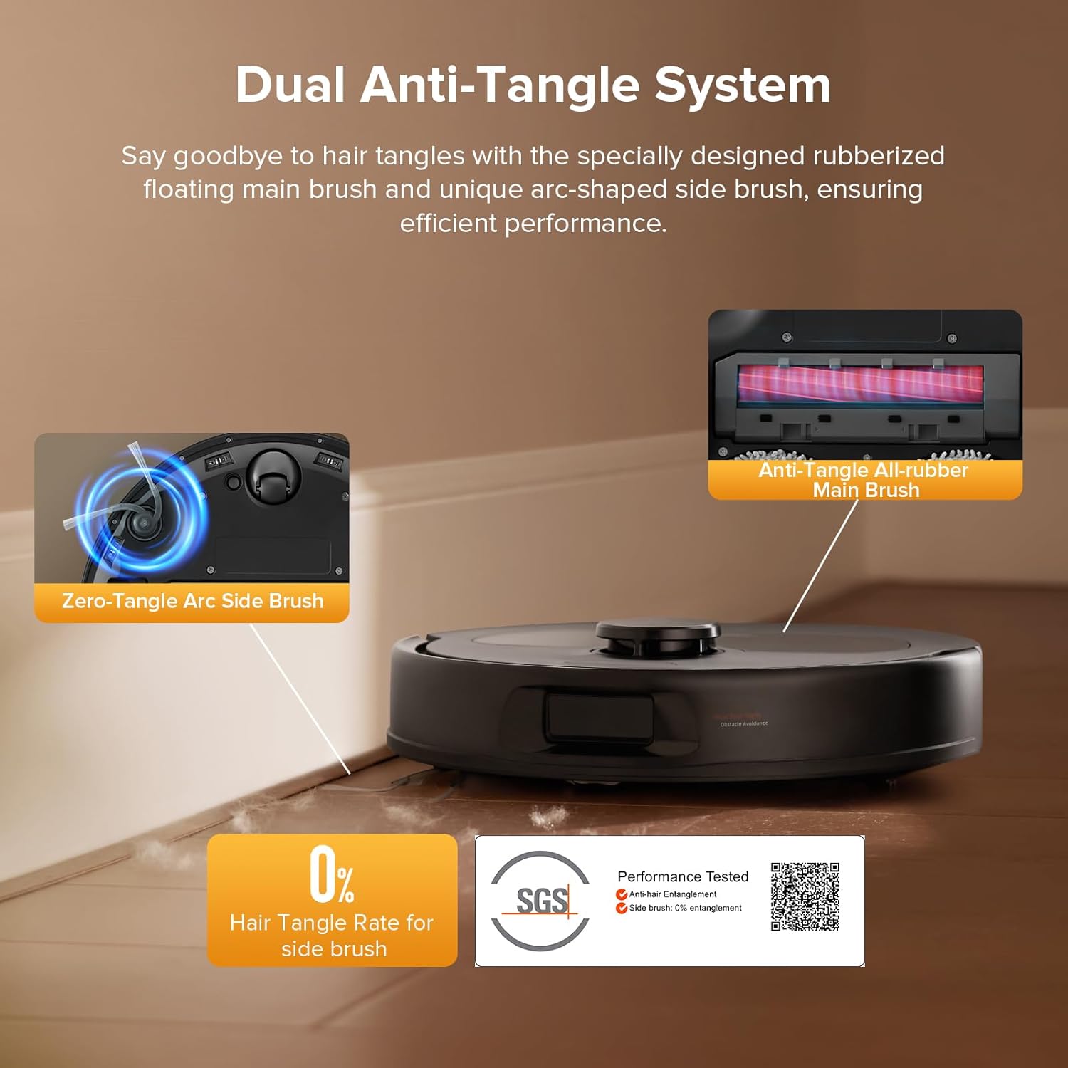 roborock QV 35S Robot Vacuum and Mop, All-in-one Vacuum Cleaner, 10,000Pa Powerful Suction, Self Emptying & Refilling, Self Mop Washing & Air Drying, Anti-Tangle Brushes for Home, Pet Hairs, Black