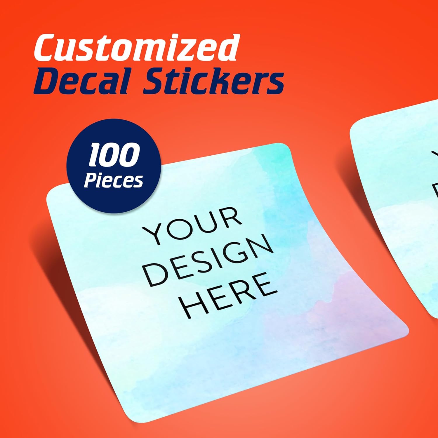 100 Custom Vinyl Stickers - Upload Your own Image, Text, Design, Logo - Personalized Logo Labels for Handmade, Packaging, Bottle, Jars, Candle, Brand Stickers (Sky Blue, 1.5x1.5 Square)