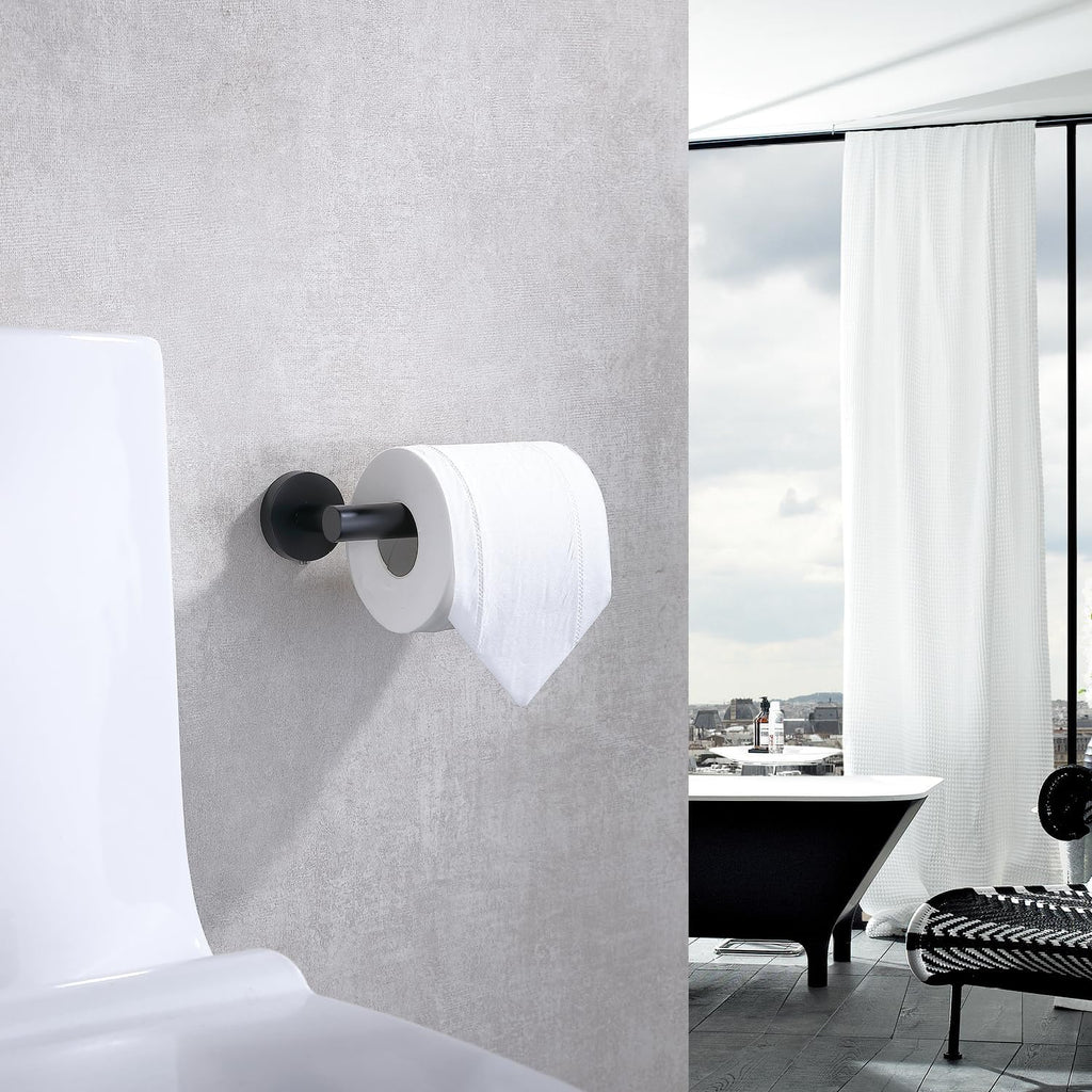 TASTOS Toilet Paper Holder SUS304 Stainless Steel Round Size Matte Black 2 Pack
