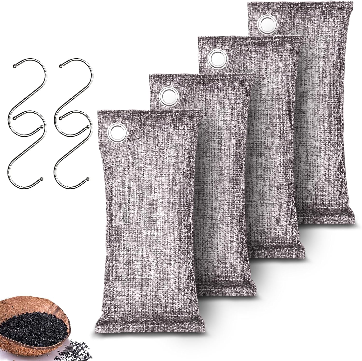 Activated Charcoal Odor Absorber, Odor Eliminator for Strong Odor,Coconut Shell Charcoal Air Purifying Bags for Home Car Closet Pet, Smoke Room Deodorizer