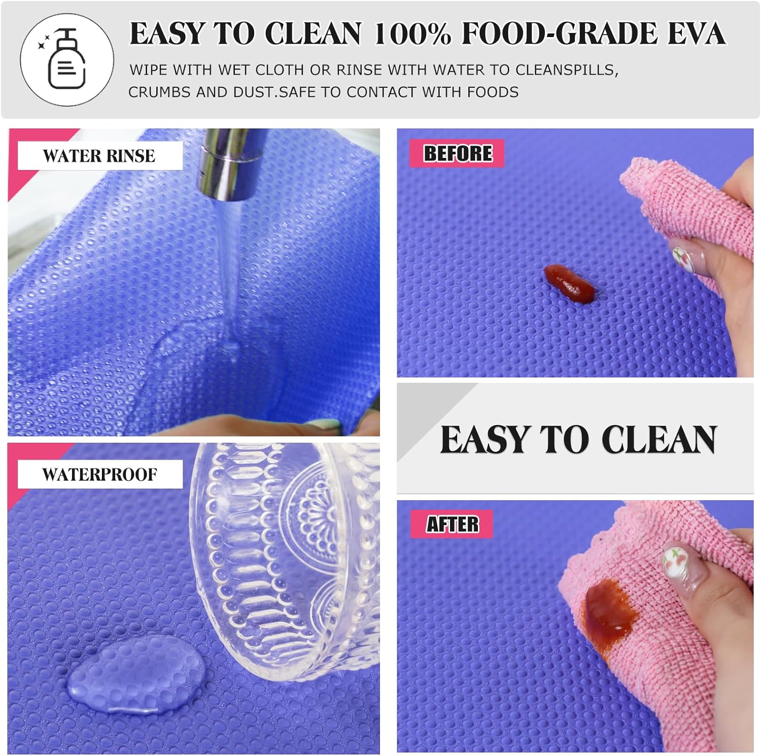 10Pcs Refrigerator Liners, Washable Fridge Liner Shelf Mats Refrigerator Pads for Cupboard Cabinet Drawer Home Kitchen Accessories Organization (Purple)