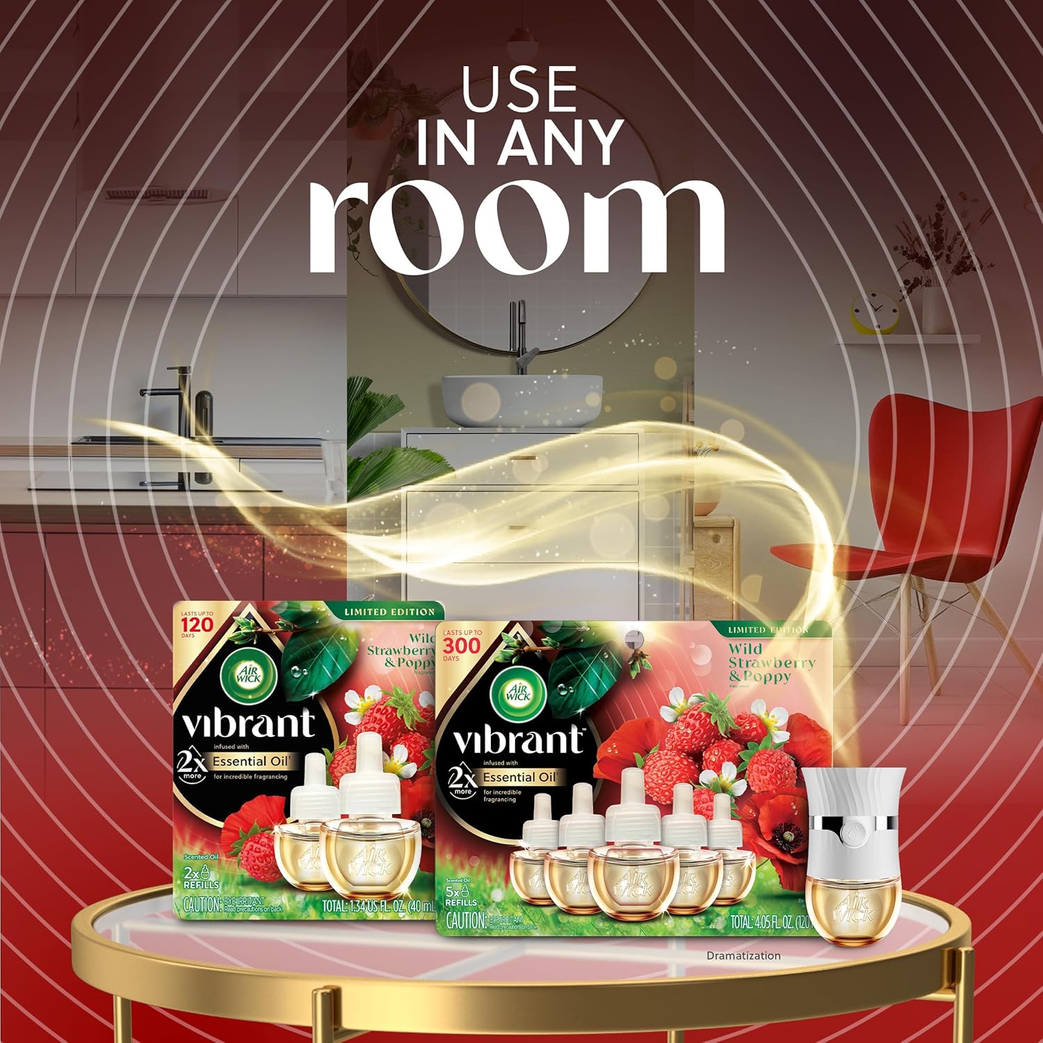 AIR WICK Scented Oil - Vibrant Refill Wild Strawberry & Poppy 5 ct.