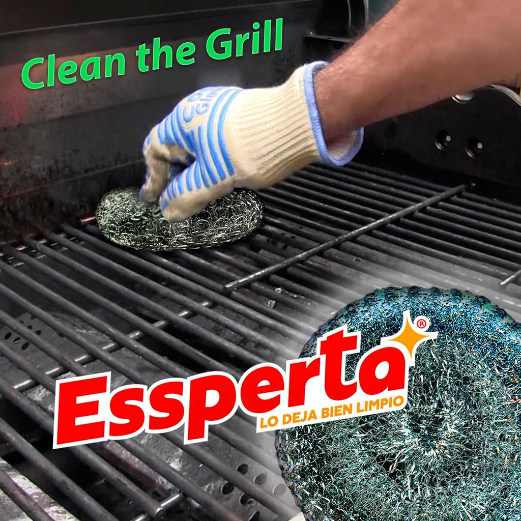 3 Pcs ESSPERTA Stainless Steel Wool Scrubber，3 Steel Scrubber Wool Pads for Cleaning Dishes, Metal Scrubber Pot Scrubbers Can Clean Iron Pots, Stoves, Barbecue Grills, Wash Sink