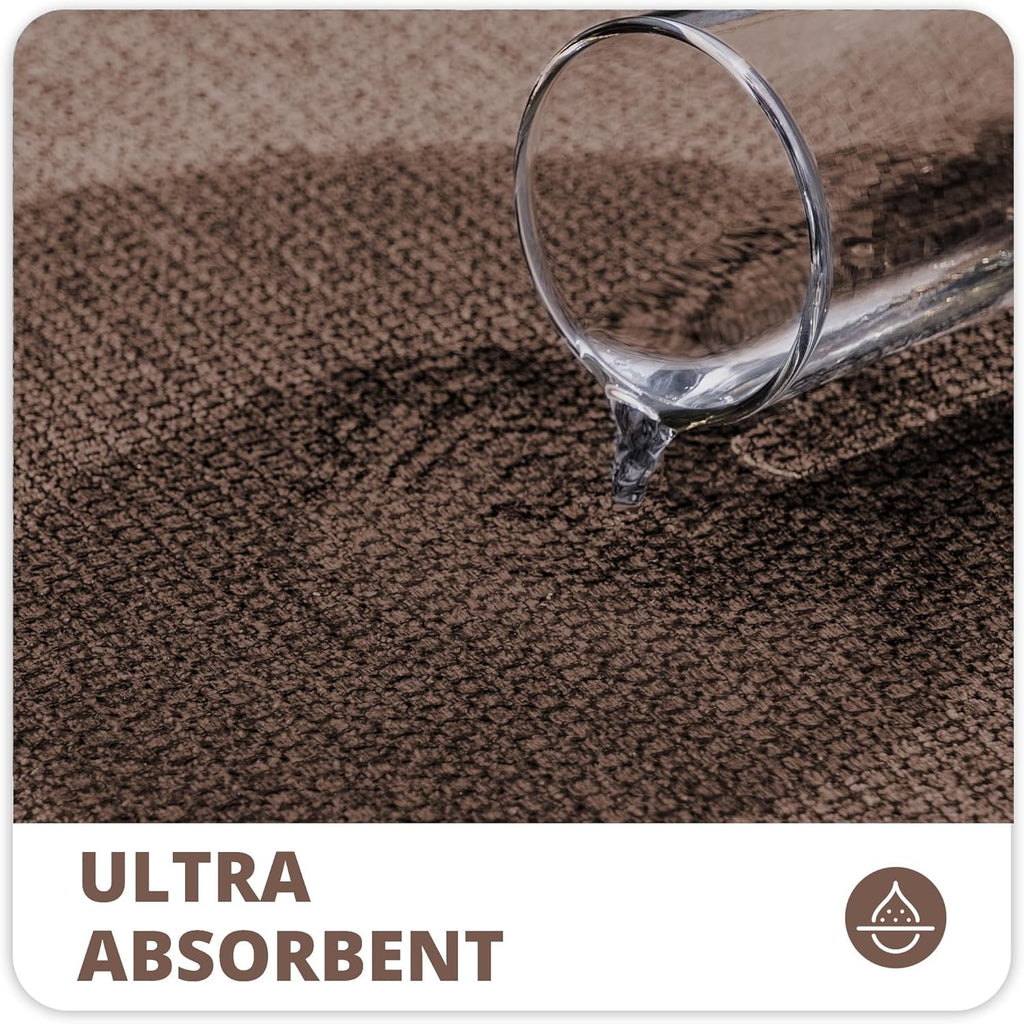 Bath Mat,Ultra Thin Bathroom Runner Rugs,Large Bath Mats for Bathroom,Quick Dry,Non-Slip,Machine Washable,Low Pile,Bath Rug,Shower Outside,Sink,Home Decor Accessories.Brown,1'5"x2'11"（17x35inch）