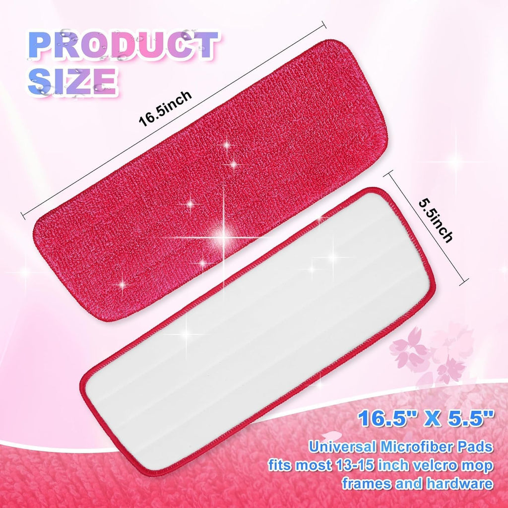 Replacement Microfiber Mop Pads Reusable Compatible with Reveal Spray Mop with Washable Pads, 16.5" Reusable Wet & Dry Mop Replacement Pads Fit for Any Microfiber Reveal Flat Mops(2 Pack)